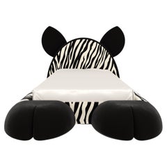 Letto Zuri - Letto di lusso per bambini ispirato alla zebra e completamente rivestito in velluto