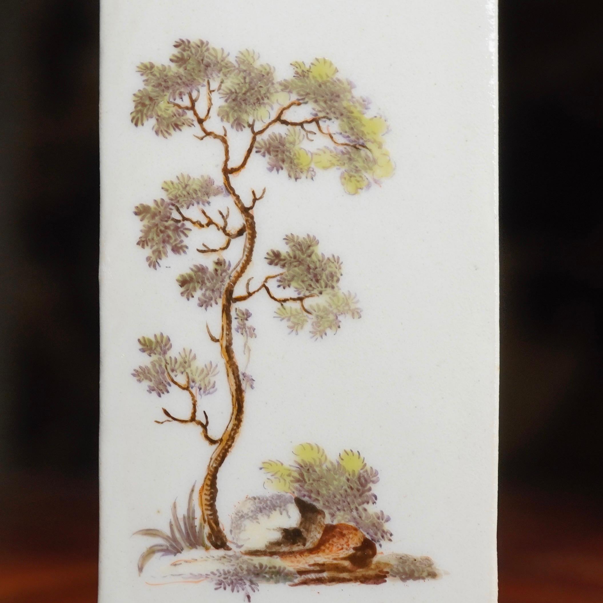 Zurich Swiss Porcelain Tea Canister, Finely Painted Landscapes, circa 1775 For Sale 2