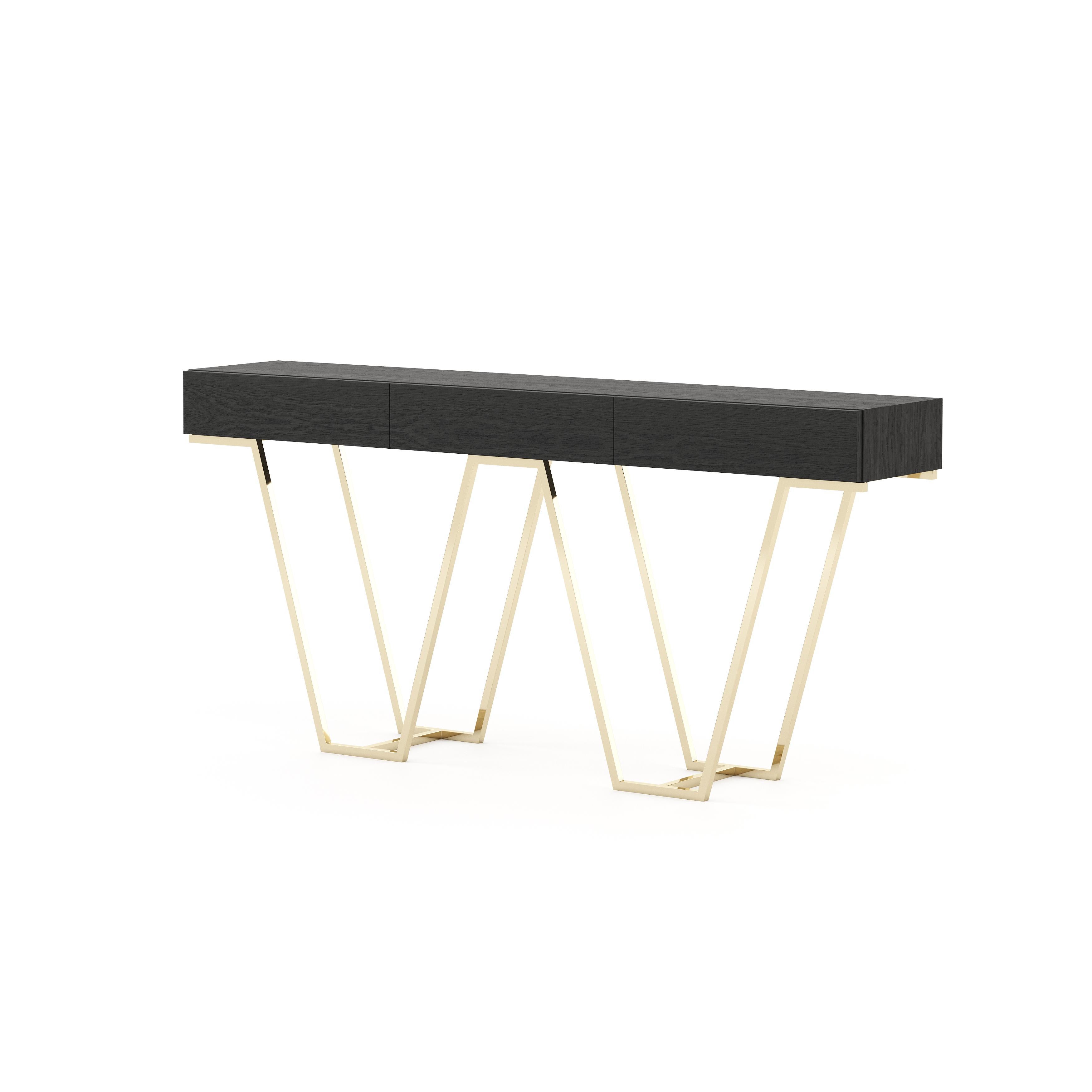 Modern 21st-century wooden console table with steel structure fully customisable For Sale