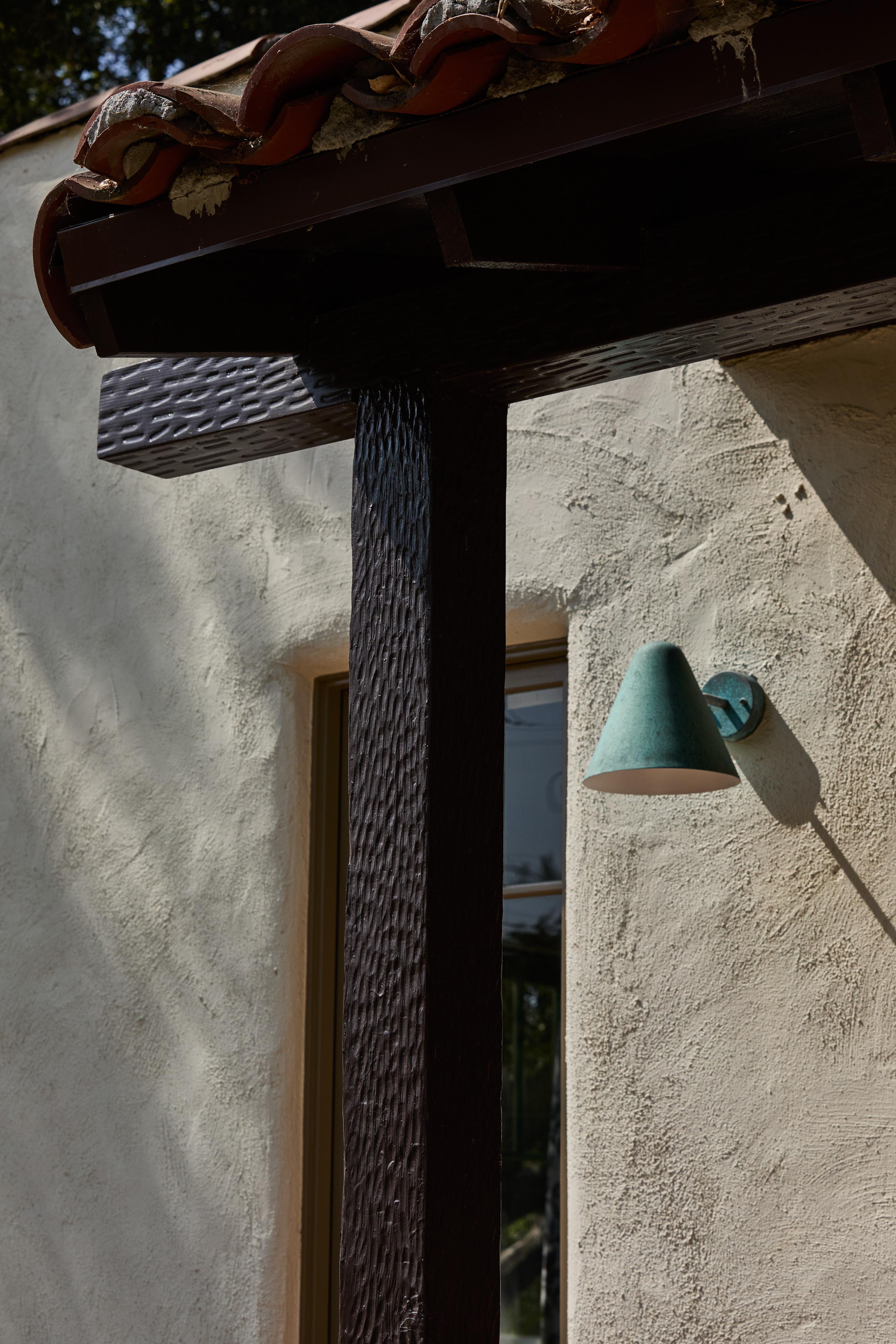 American 'ZuZu' Verdigris Patinated Brass Wall Sconce in the Style of Jacques Biny For Sale