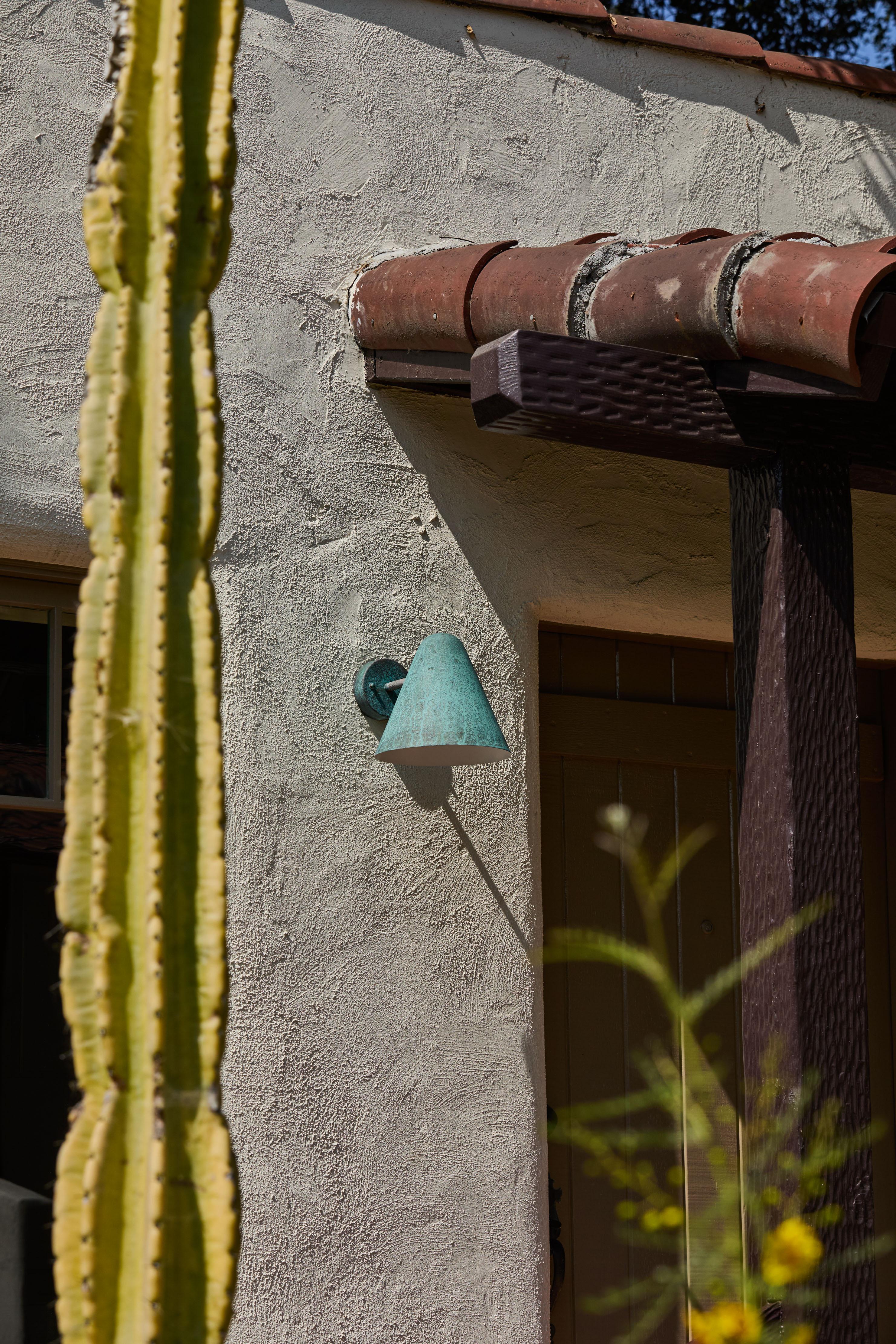 'ZuZu' Verdigris Patinated Brass Wall Sconce in the Style of Jacques Biny In New Condition For Sale In Glendale, CA
