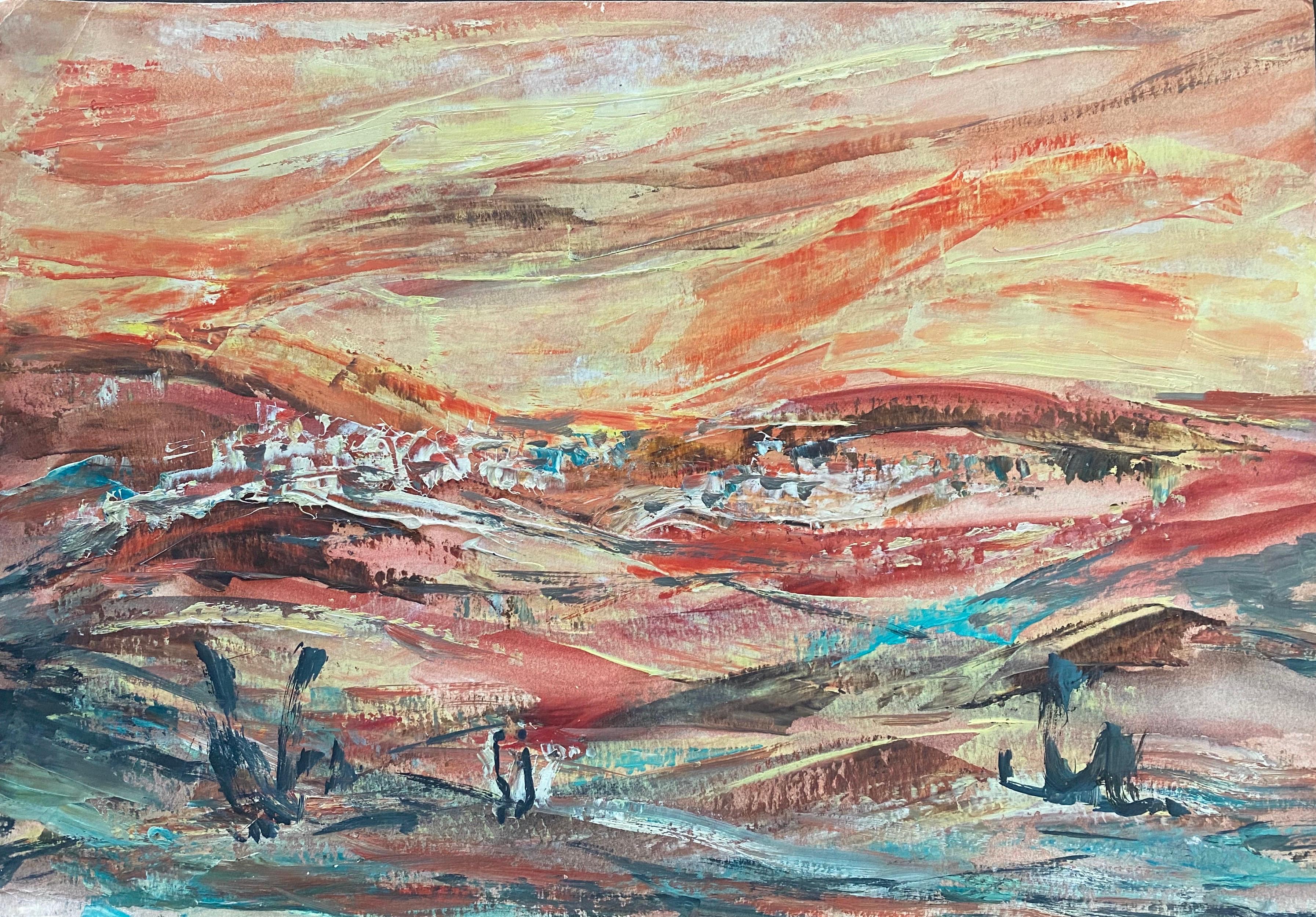 Hungarian Israeli Large  Landscape Painting of Judean Hills, Jerusalem, Israel For Sale 1