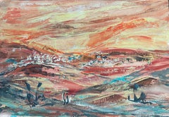Hungarian Israeli Large  Landscape Painting of Judean Hills, Jerusalem, Israel