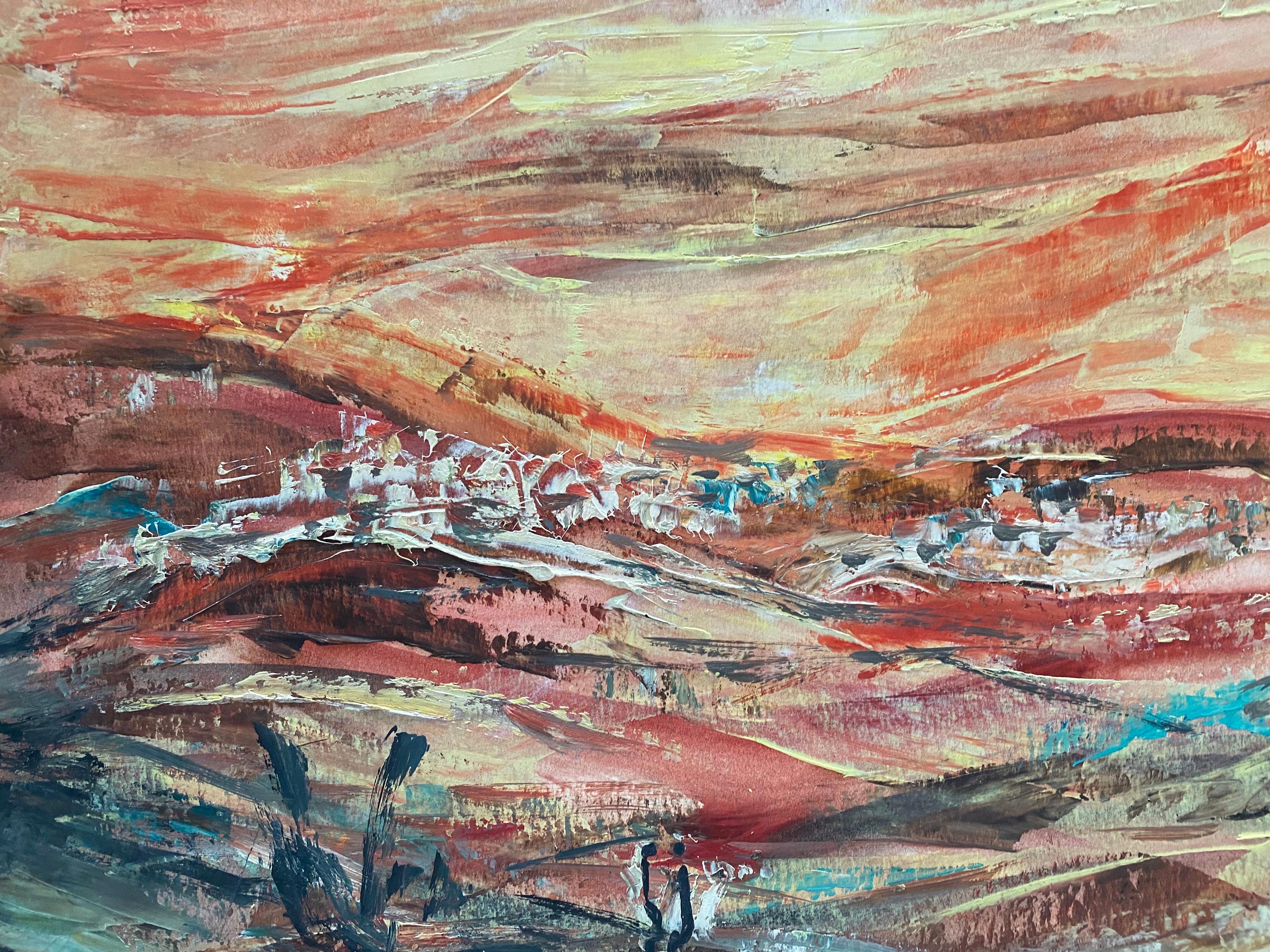 Hungarian Israeli Large  Landscape Painting of Judean Hills, Jerusalem, Israel For Sale 2