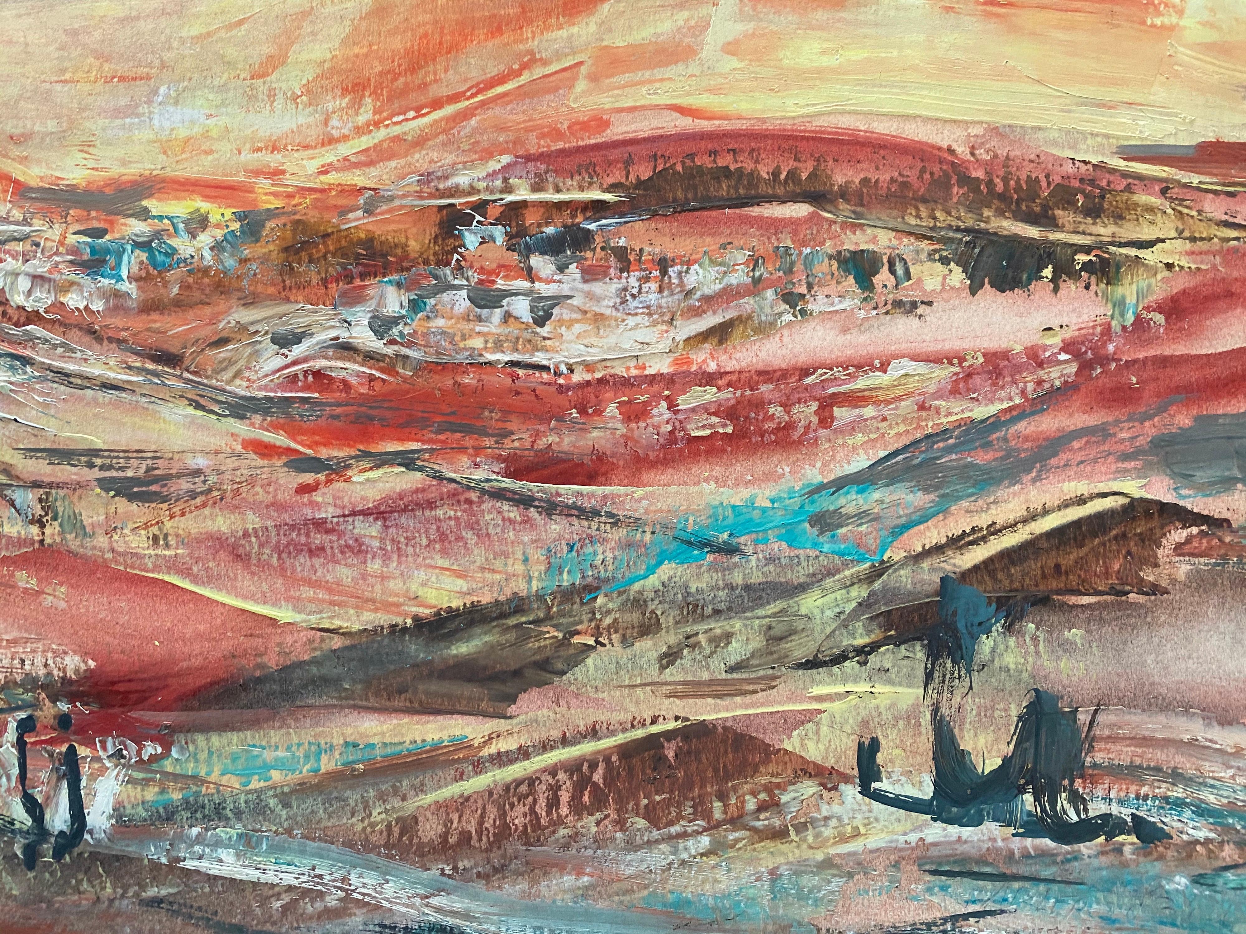 Hungarian Israeli Large  Landscape Painting of Judean Hills, Jerusalem, Israel For Sale 3