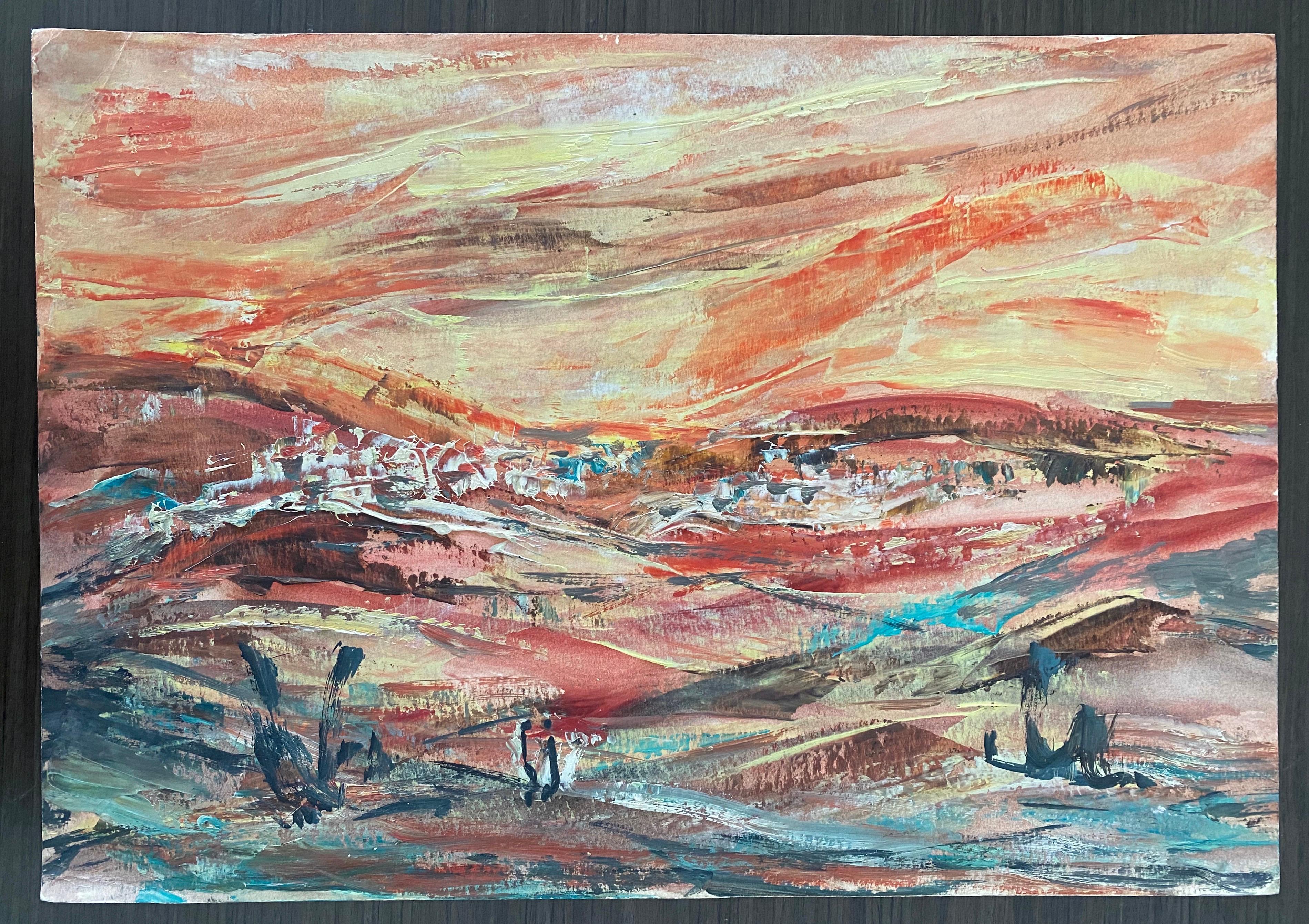 Hungarian Israeli Large  Landscape Painting of Judean Hills, Jerusalem, Israel For Sale 7