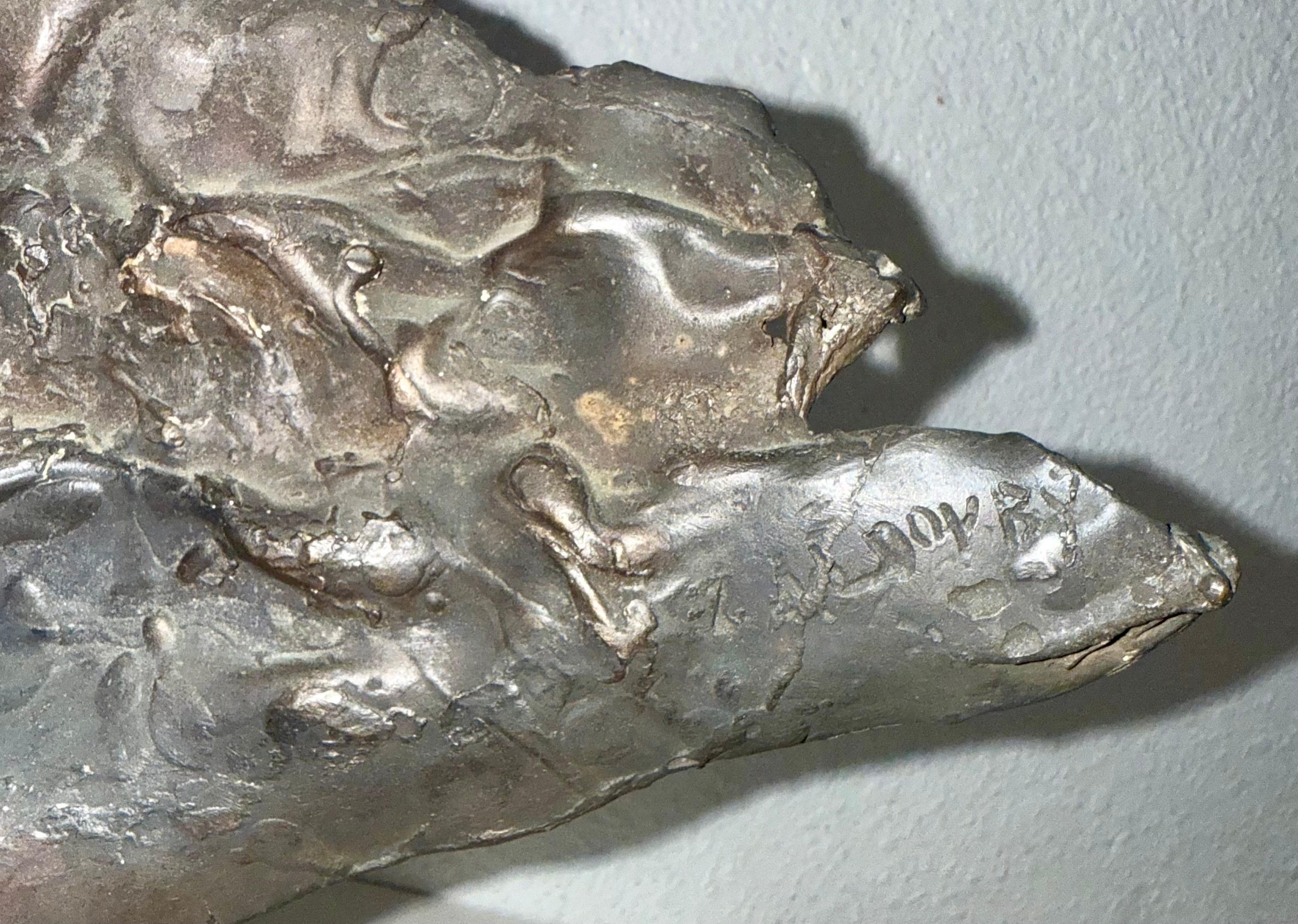 Brutalist Israeli Bronze Abstract Sculpture Wave Form Zvi Aldouby For Sale 14