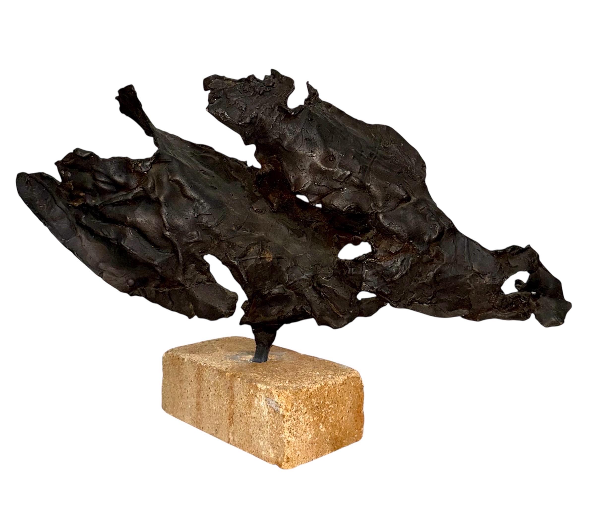 Brutalist Israeli Bronze Abstract Sculpture Wave Form Zvi Aldouby For Sale 19