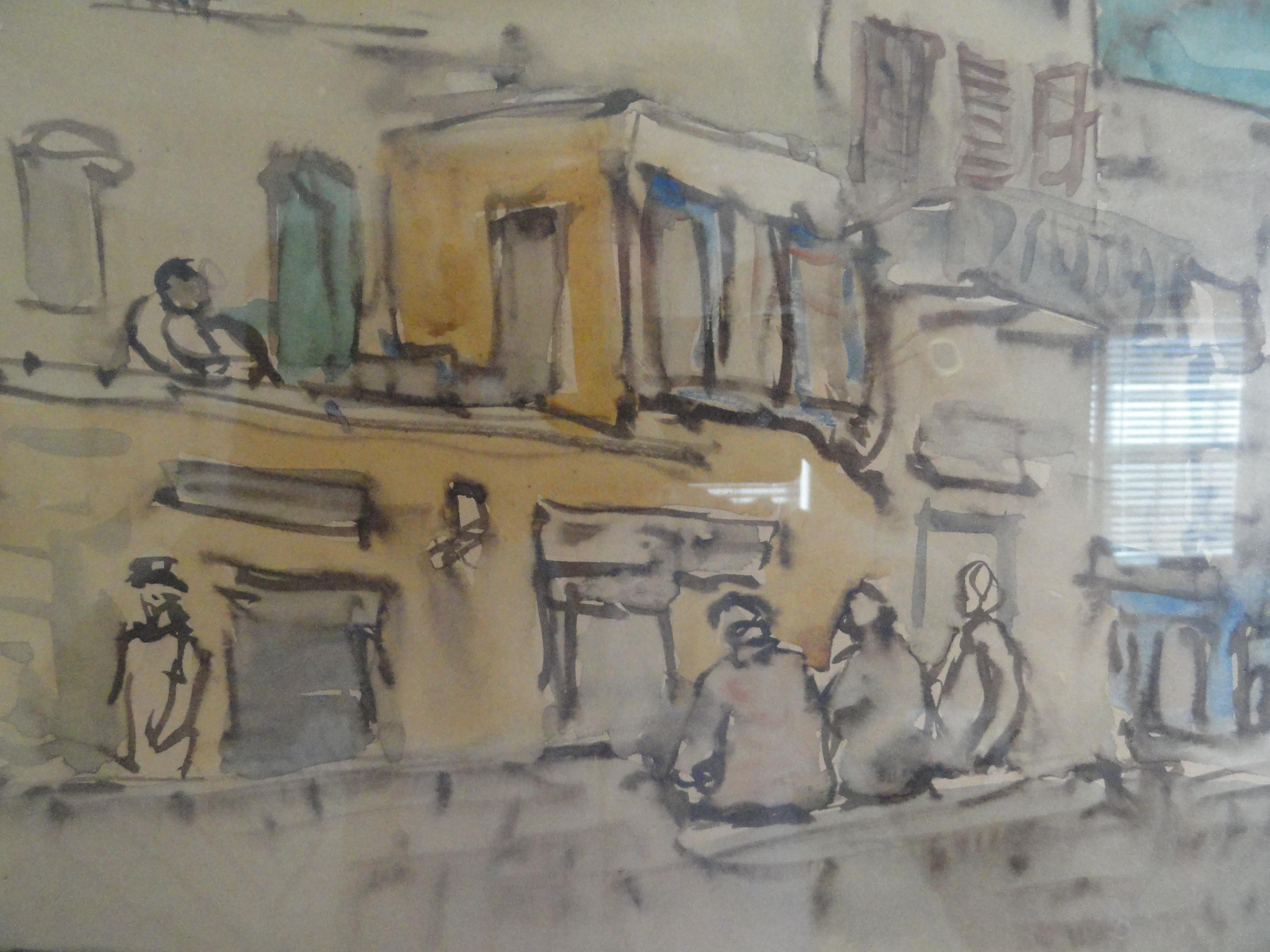 Paper Zvi Ehrman Signed Water Color For Sale