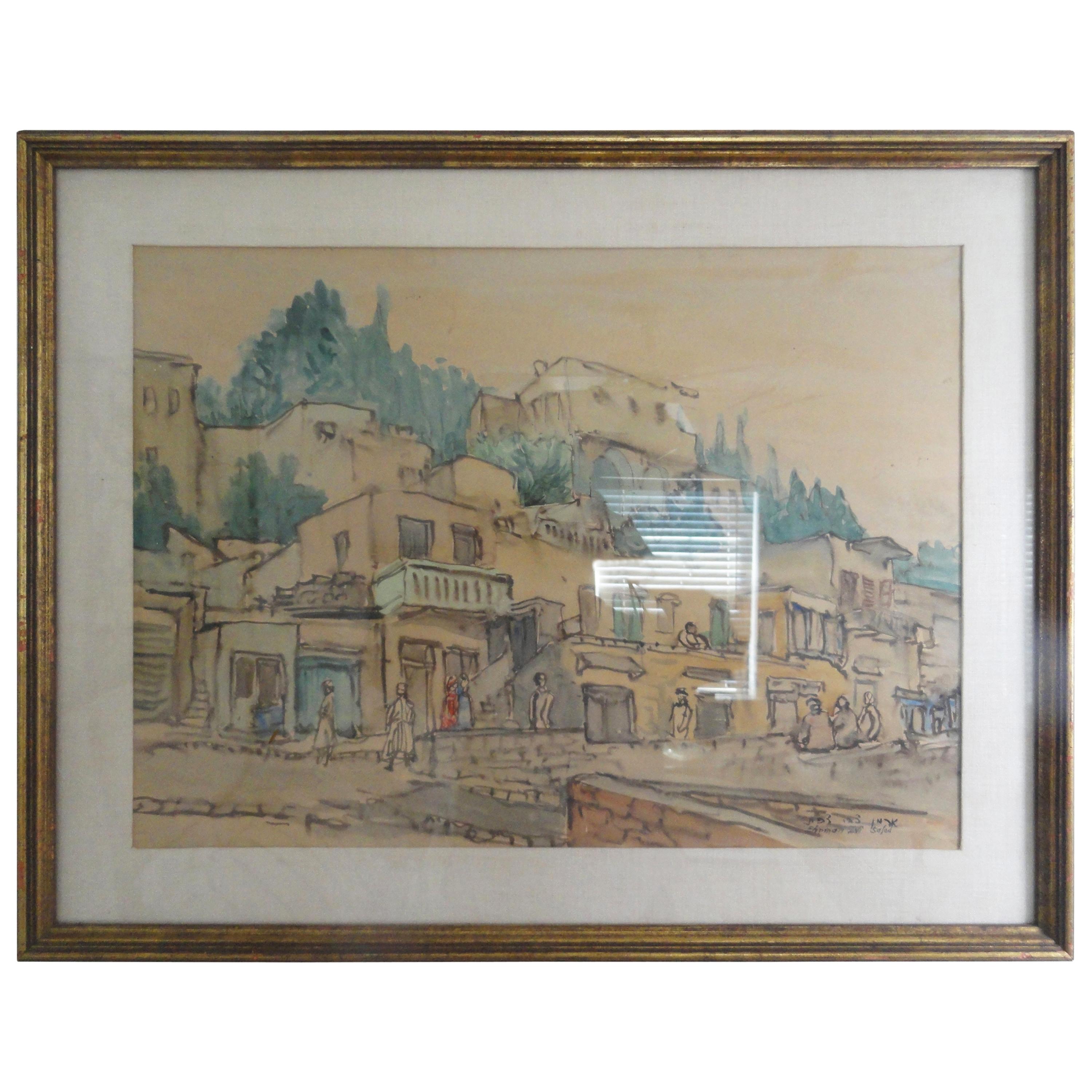 Zvi Ehrman Signed Water Color For Sale