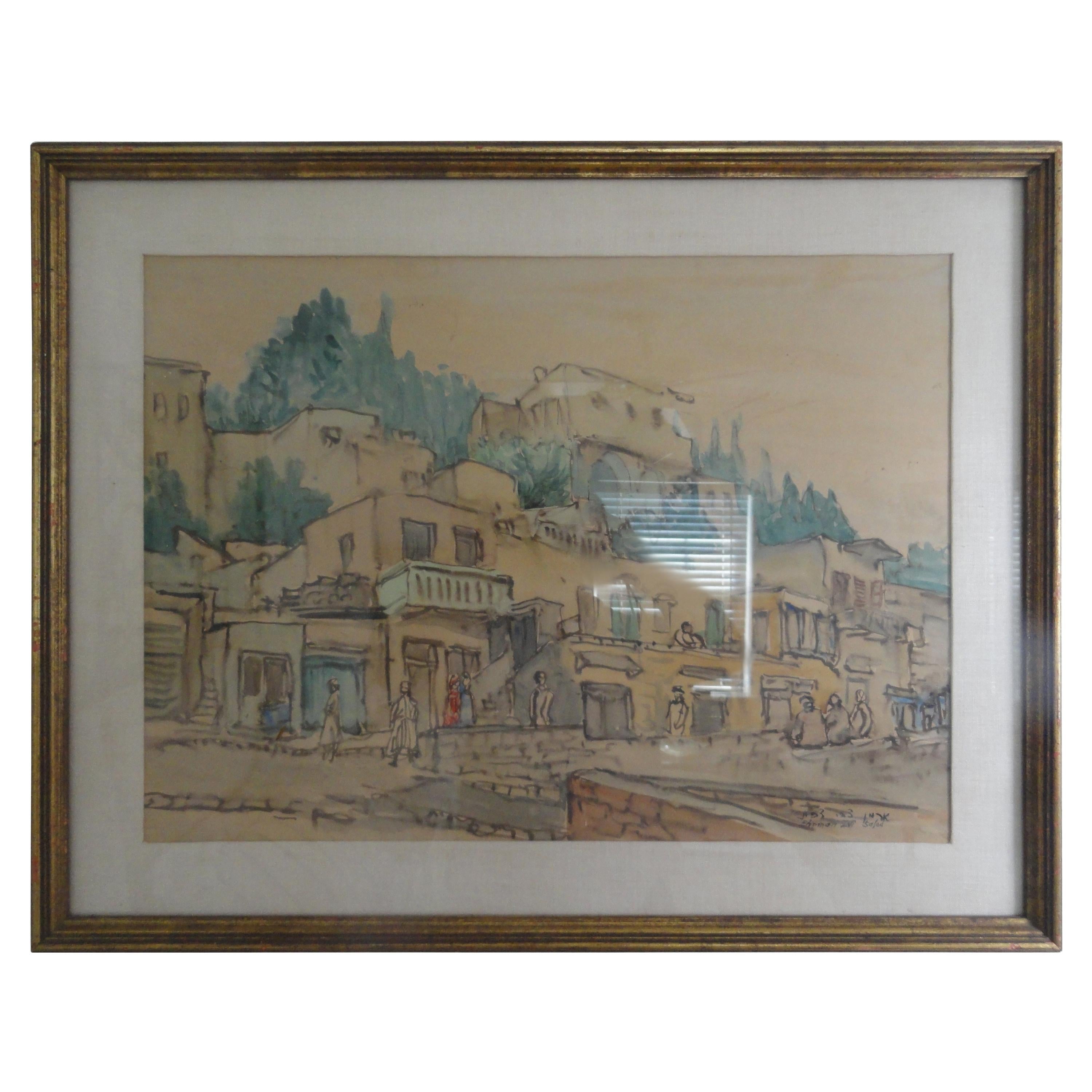 Zvi Ehrman Signed Water Color For Sale