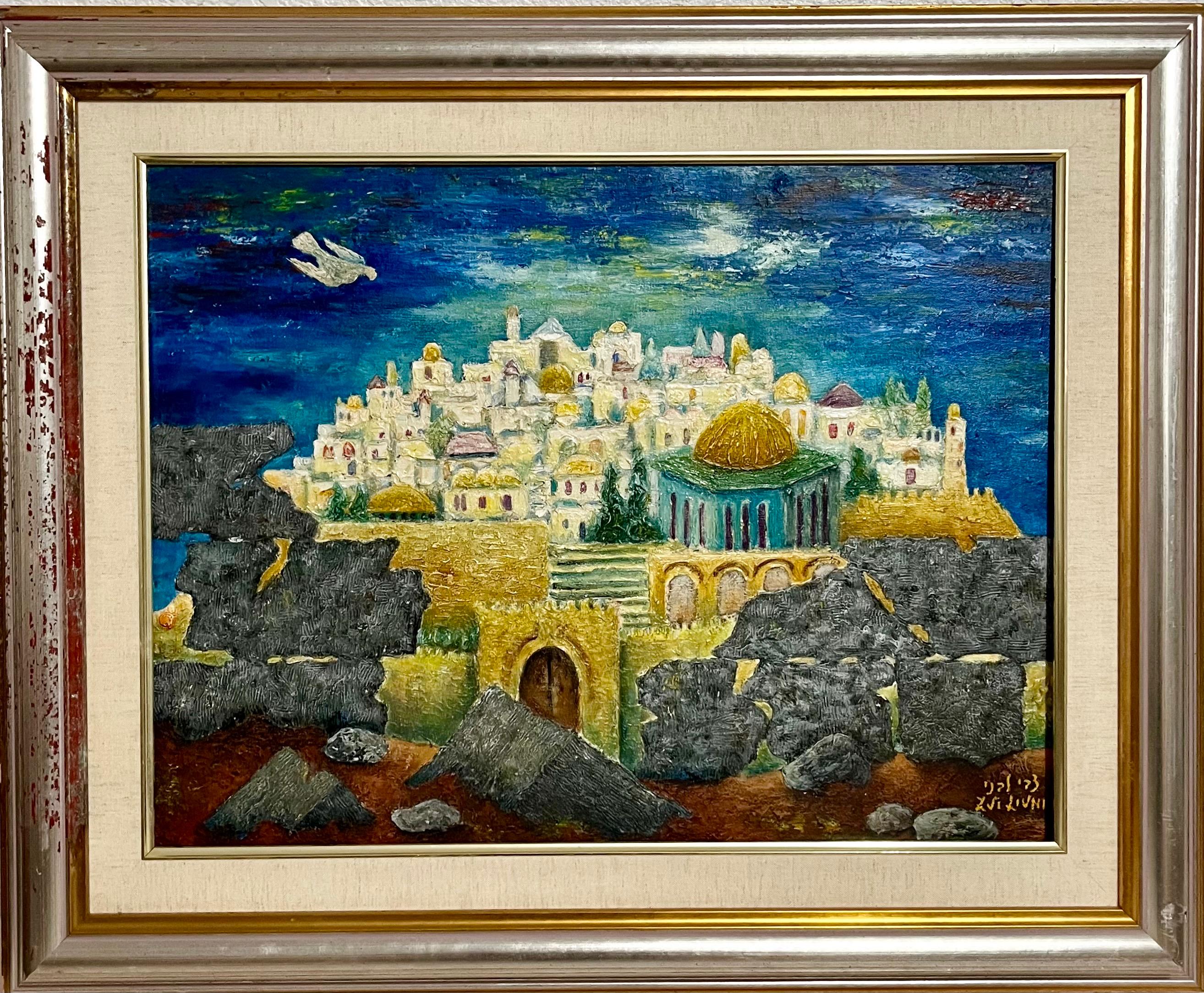 Paesaggio di Gerusalemme di Zvi Livni
Telaio: 25.5" X 31.5"
Immagine: 17.5 X 23.5"

Zvi Livni è nato nella città di Lodz in Polonia e ha iniziato la sua formazione artistica presso l'Accademia d'Arte di Varsavia. An He arrivò in Israel da giovane.