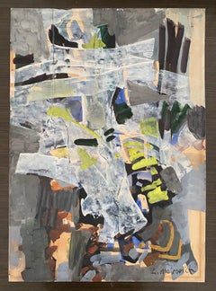 Fiori bianchi astratti Pittura modernista israeliana a guazzo e acquerello