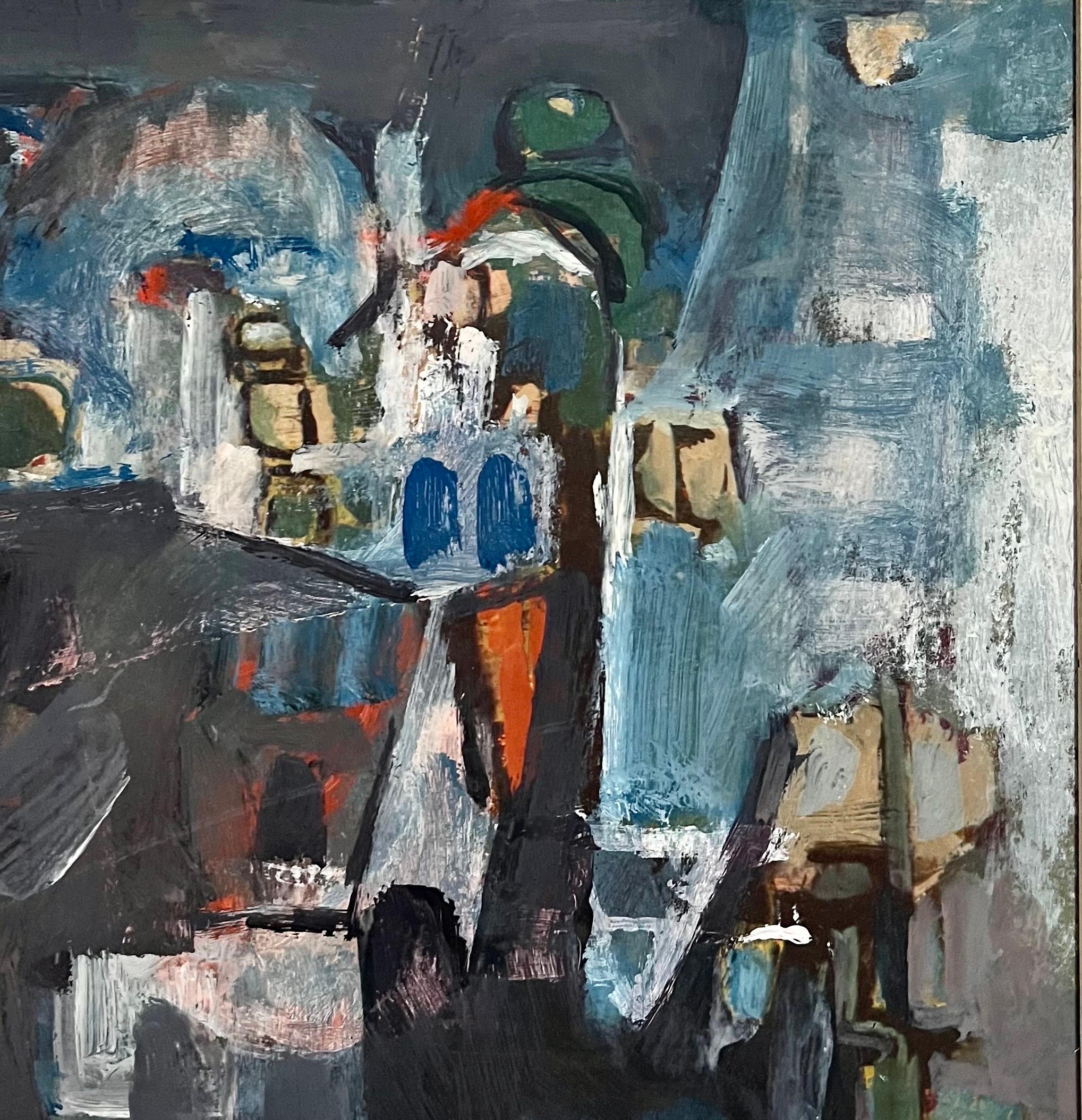 Abstrakte, lebhafte, polnische, israelische Stadtlandschaft Tel Aviv, modernistisches Gemälde Mairovich, Mairovich im Angebot 3