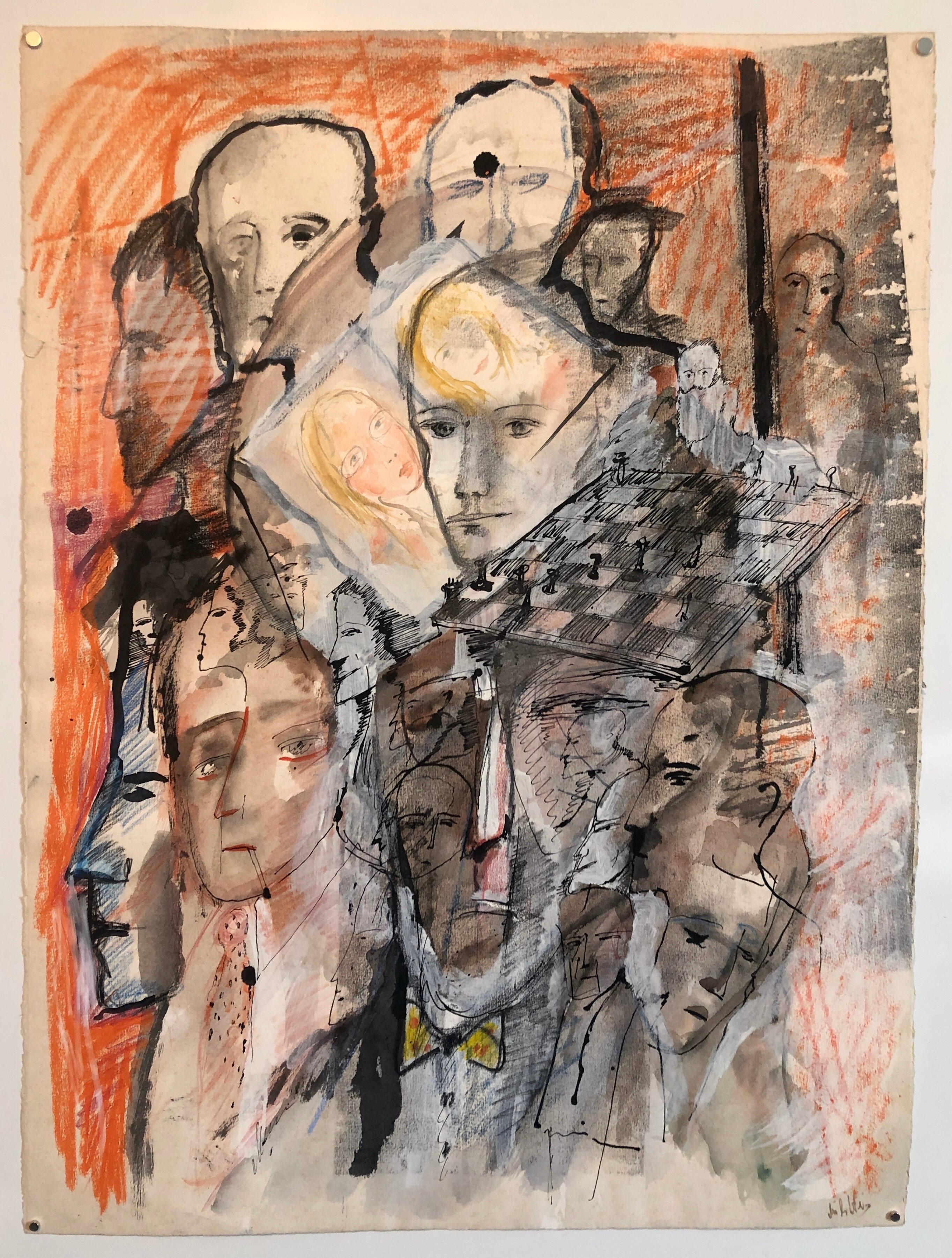 Se trata de un gran cuadro firmado a mano en técnica mixta sobre papel Arches francés. Un encuentro en una partida de ajedrez. Pintura expresionista abstracta figurativa.

Zvi Milshtein (Zvi Tzvi Milstein)  BIOGRAFÍA 1934 Nace en Kishinev