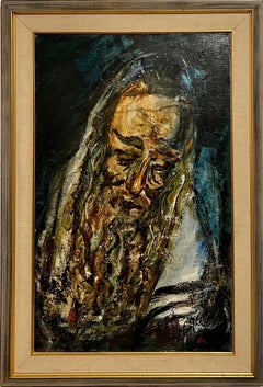 Large Judaica Jerusalem Oil Painting Israeli Jewish Rabbi Artist Tzvi Raphaely