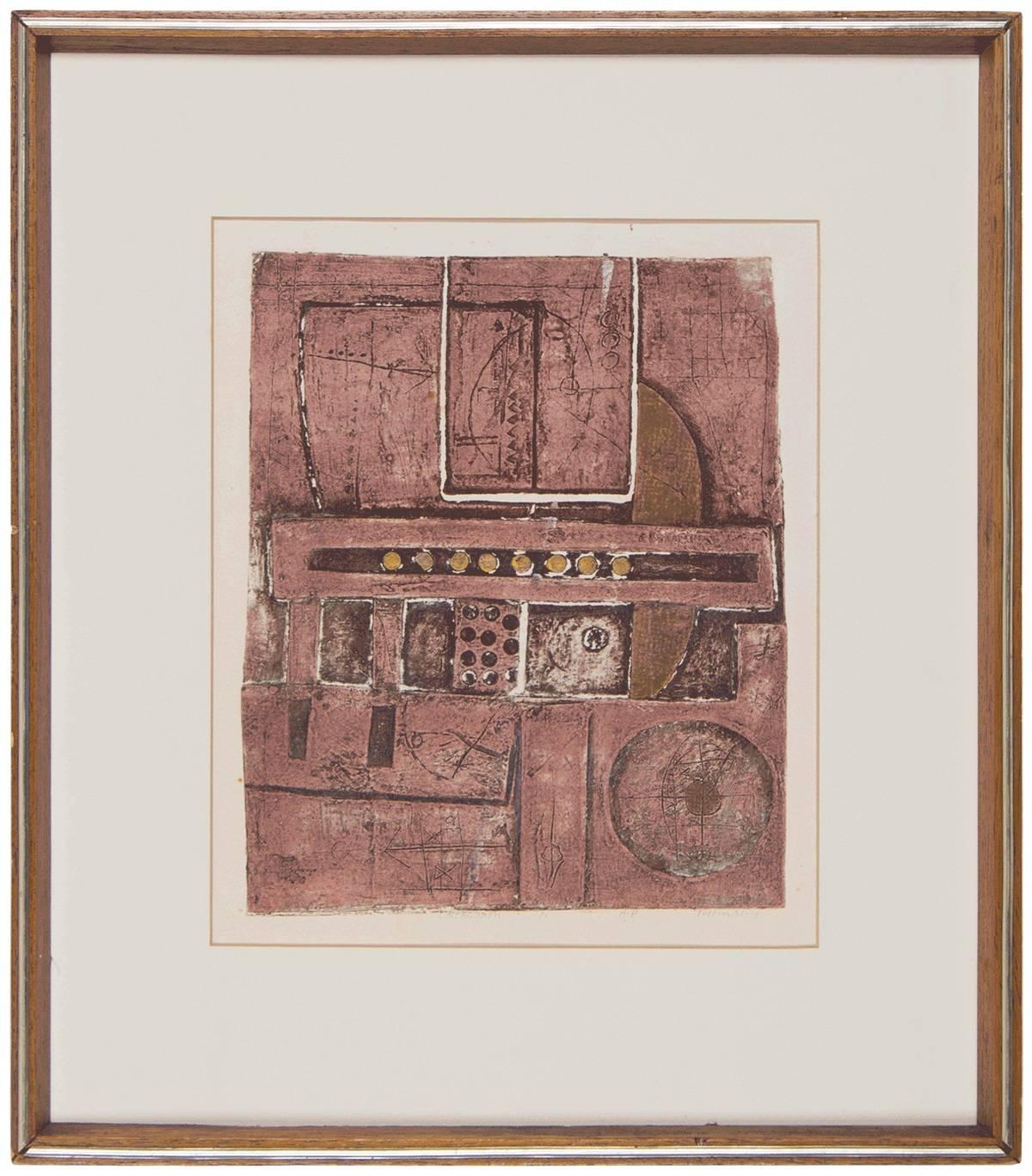 Untitled Israeli Abstract Collagraph AP Print