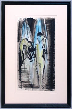 "Zwei Nackte Knaben" par Emil Maetzel (allemand 1877-1955), encre et aquarelles