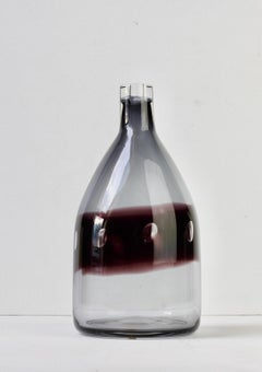 Zwiesel Rare Vintage Mid-Century Modern Purple Smoked Bubble Glass Bottle Vase