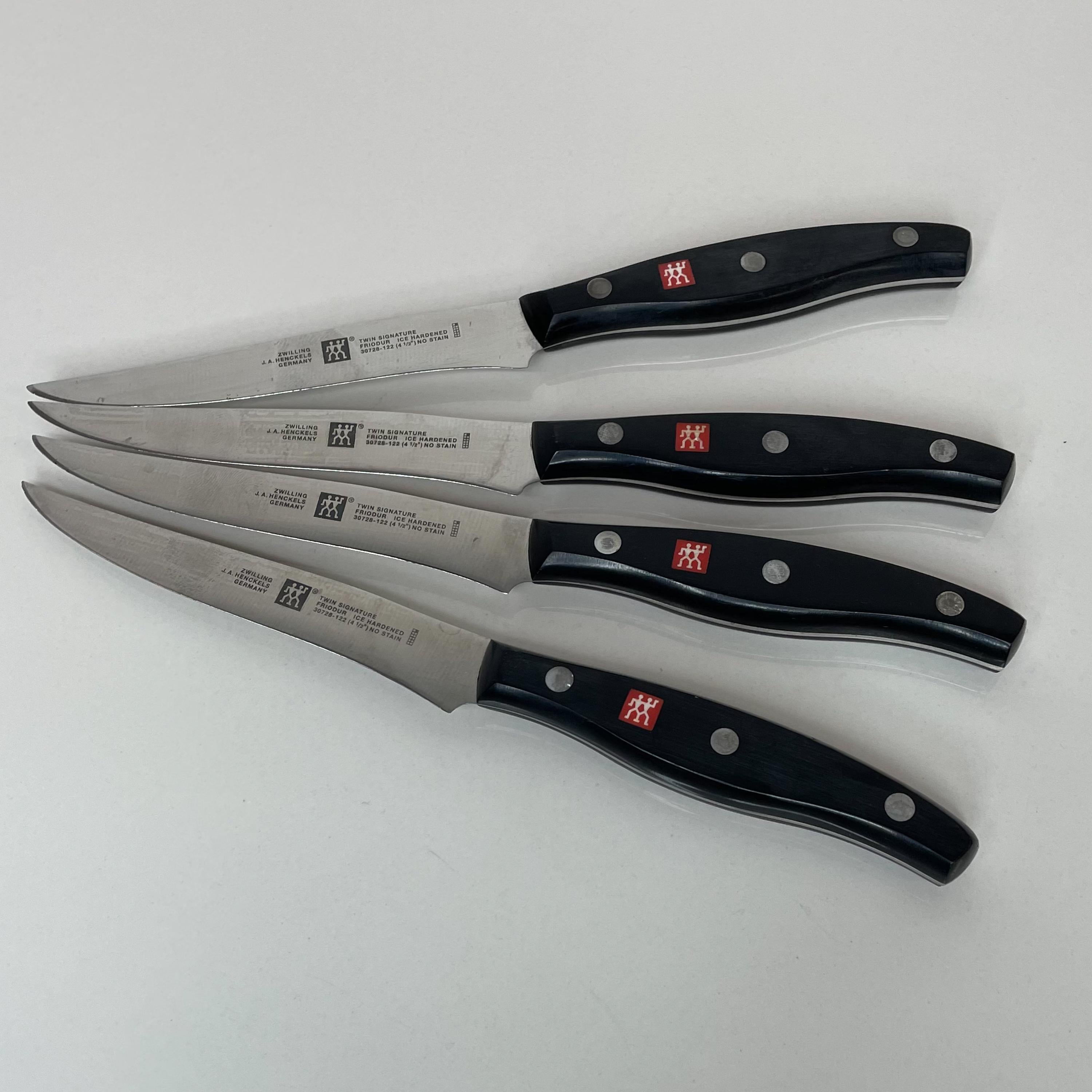 Mid-Century Modern 1970s Zwilling Set of 6 Black Knives by J A Henckels made in Germany 