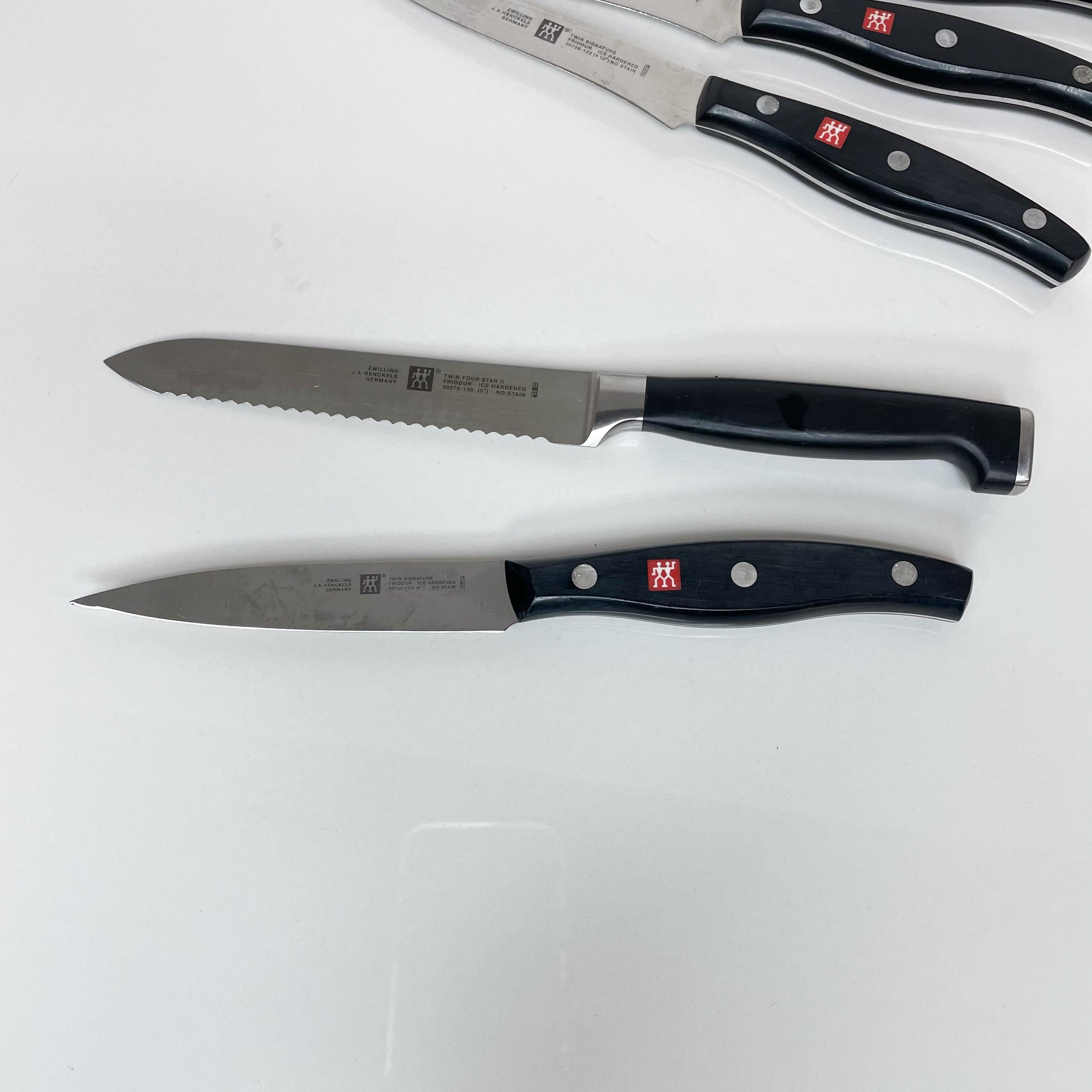 1970s Zwilling Set of 6 Black Knives by J A Henckels made in Germany  1