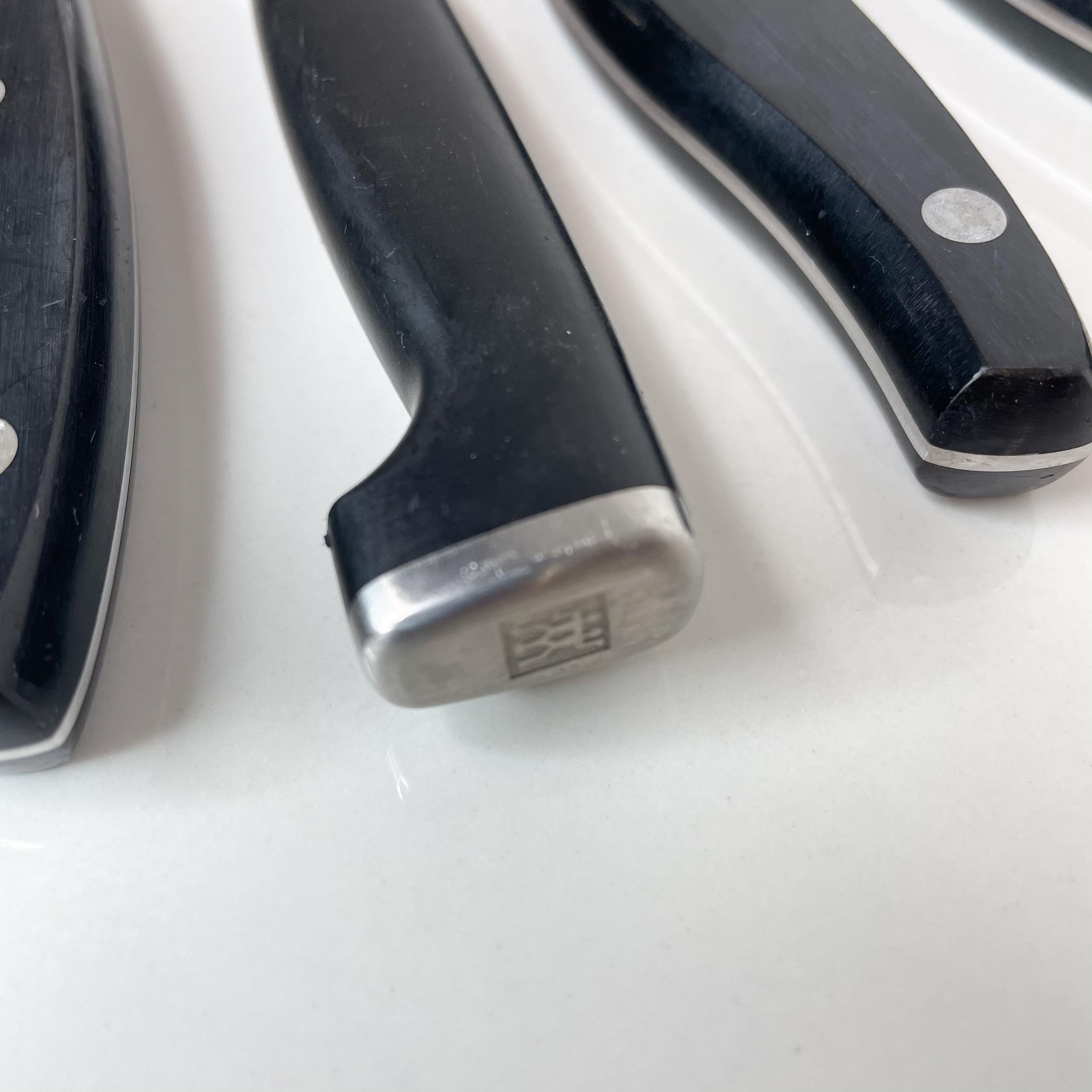 Late 20th Century 1970s Zwilling Set of 6 Black Knives by J A Henckels made in Germany