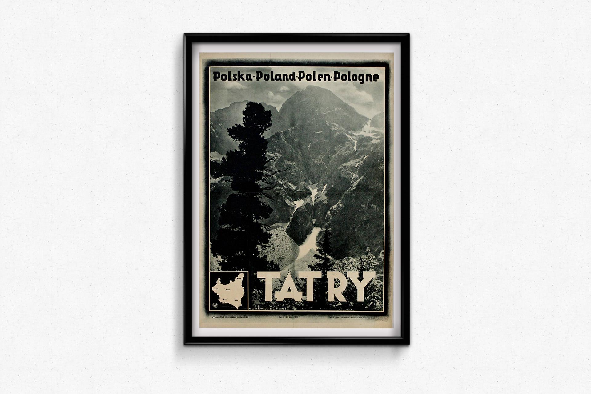 CIRCA 1930 Original-Reiseplakat, Tatry - Pologne - majestätisches Tatra-Gebirge im Angebot 2