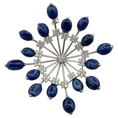 Zydo 16 Sapphire 68 Diamond Pendant Necklace 3.25 Inches 18 Karat White Gold