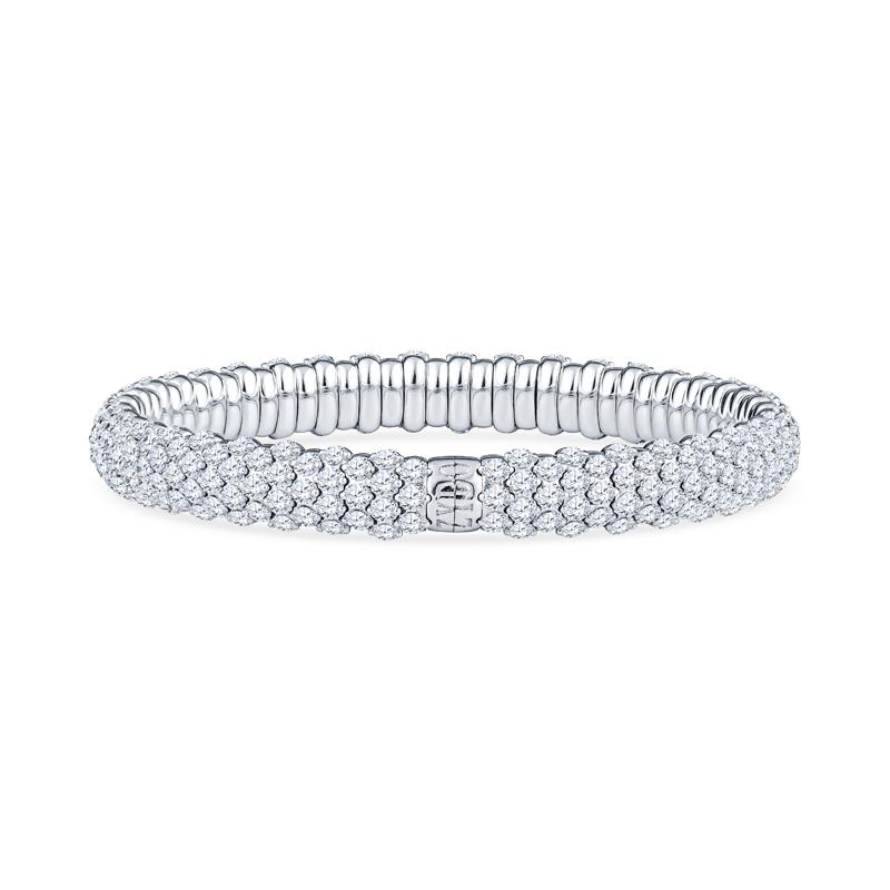 Taille ronde Zydo Bracelet extensible en or blanc 18 carats avec diamants ronds de 10,54 carats de poids total