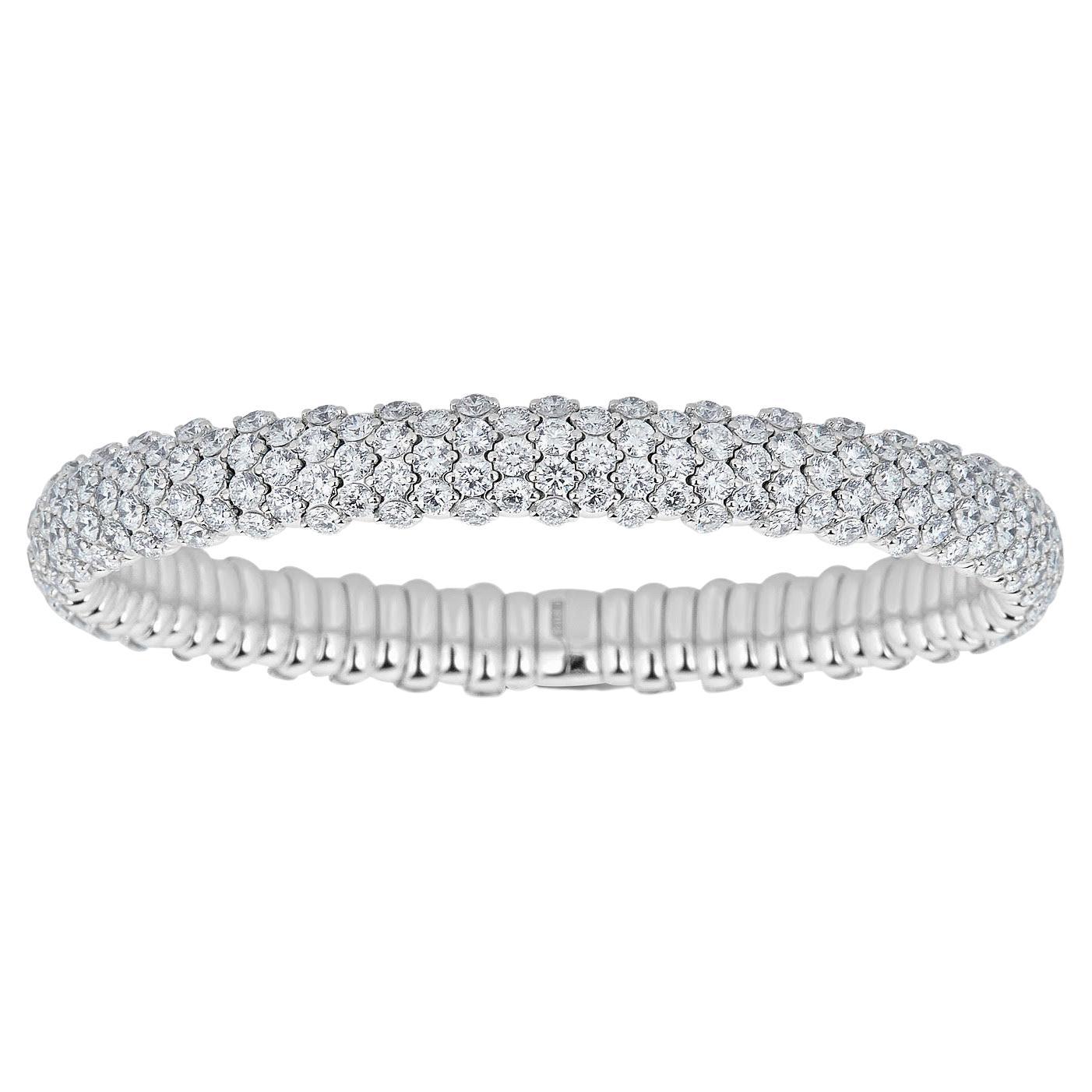 Zydo Bracelet extensible en or blanc 18 carats avec diamants ronds de 10,54 carats de poids total