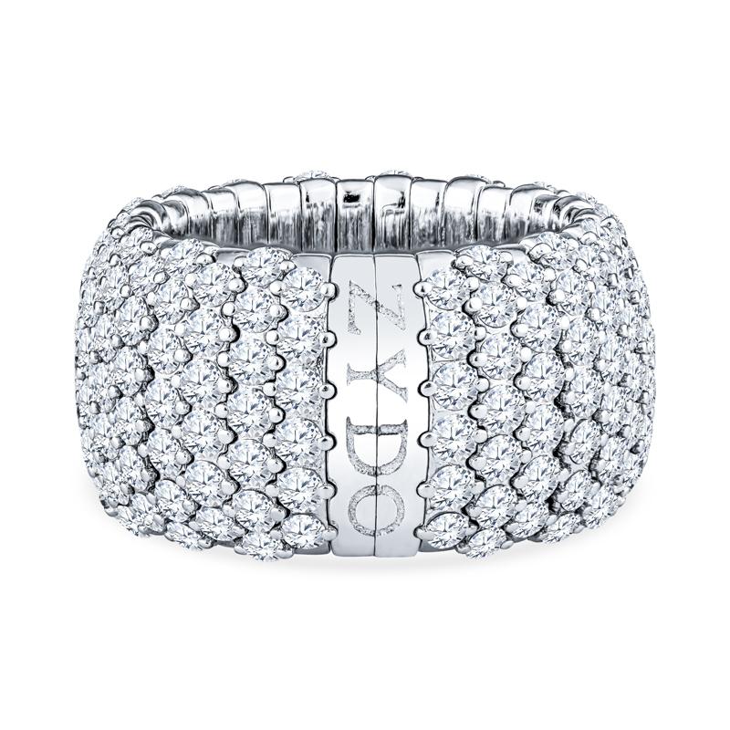 Taille ronde Zydo Bague extensible en or blanc 18 carats avec diamants ronds de 6,32 carats de poids total en vente