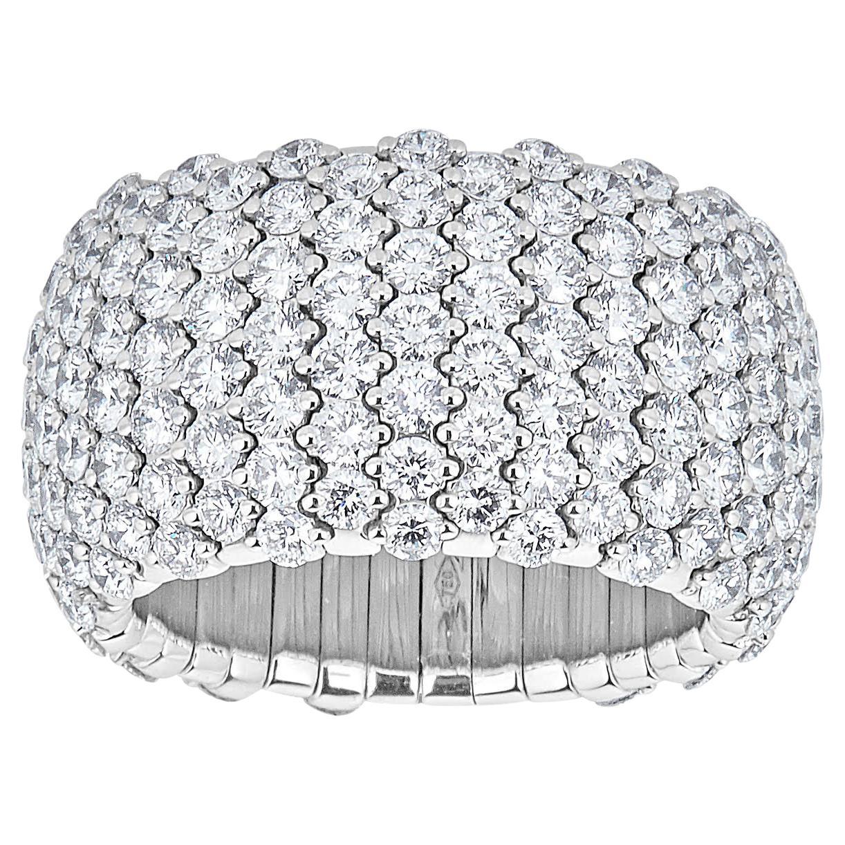 Zydo 18 Karat White Gold 6.32 Carat Total Weight Round Diamond Stretch Ring