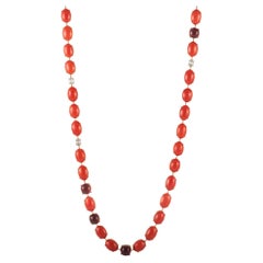 Used Zydo 18K Rose Gold 0.56 Ct Diamond, Coral and Tourmaline Necklace