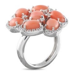 Zydo 18K Weißgold 0,50ct Diamant und Koralle Ring ZD39-050526