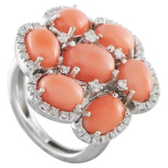 Zydo 18K Weißgold 0,50ct Diamant und Koralle Ring ZD39-050526