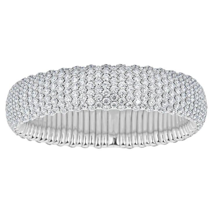 Zydo 18K White Gold 19.57ctw Medium Diamond Domed Stretch Bracelet 57222 For Sale