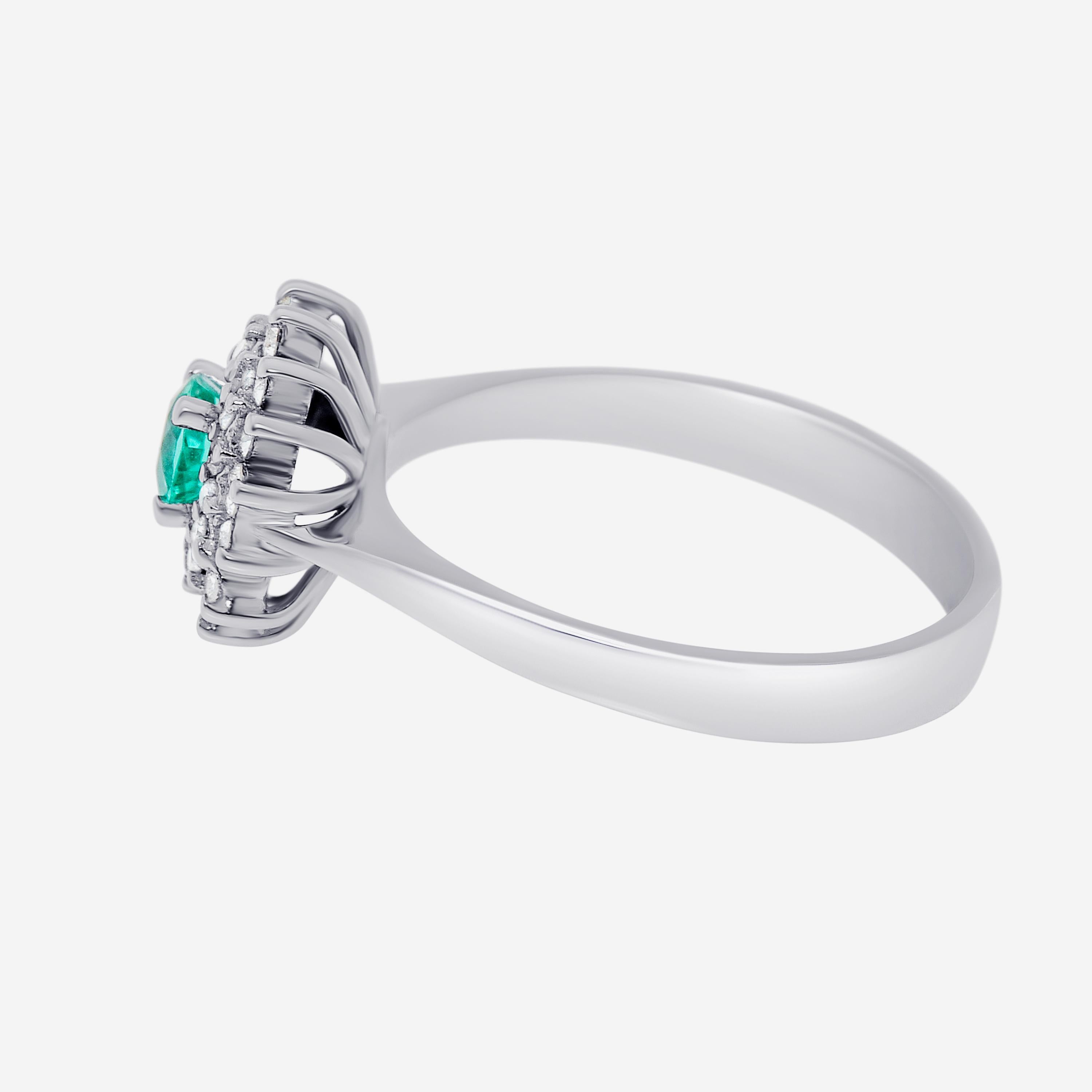 Zydo 18K Weißgold, Diamant & Smaragd Edelstein Ring sz. 6,5 (Zeitgenössisch) im Angebot