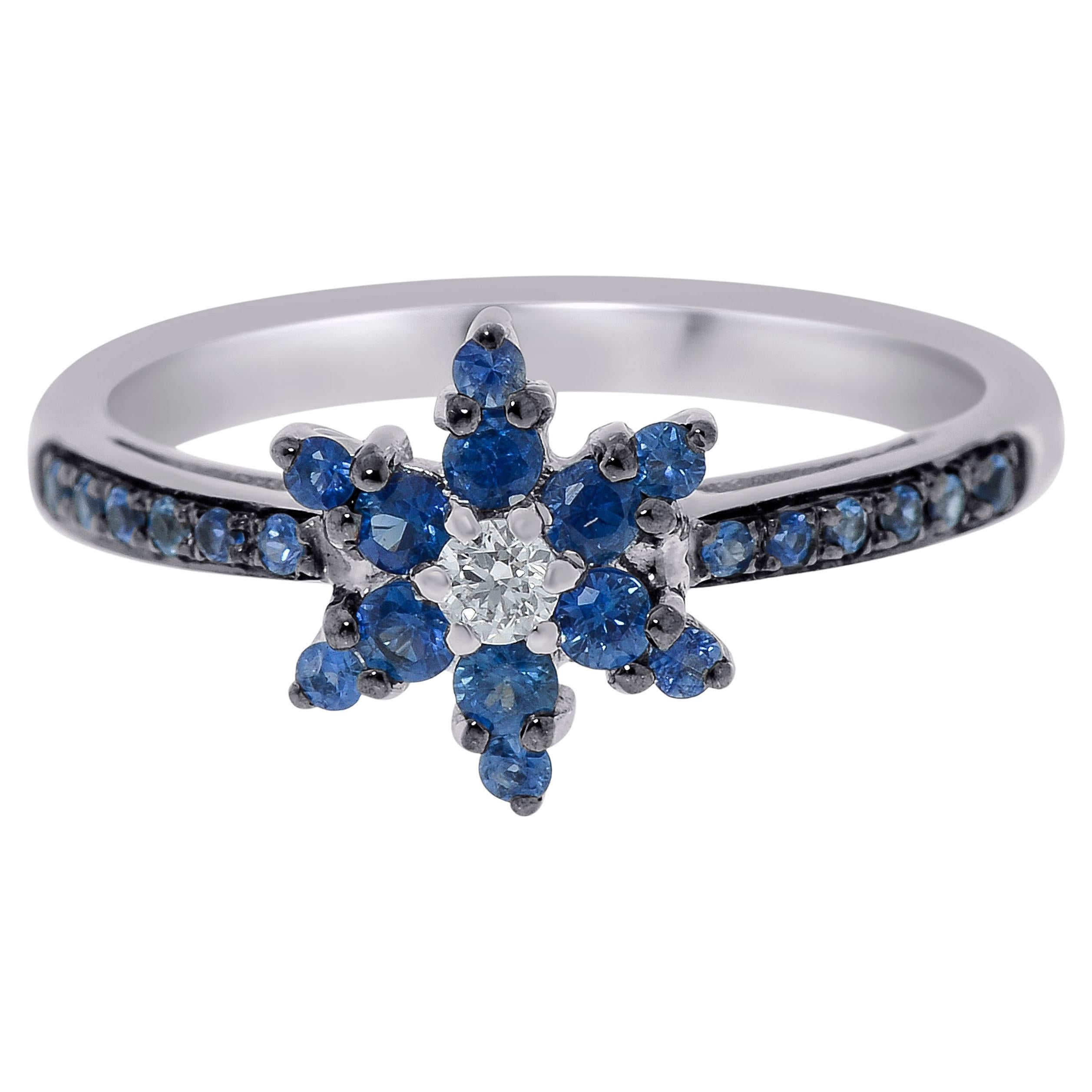 Zydo 18K White Gold, Sapphire and Diamond Band Ring sz. 7 For Sale