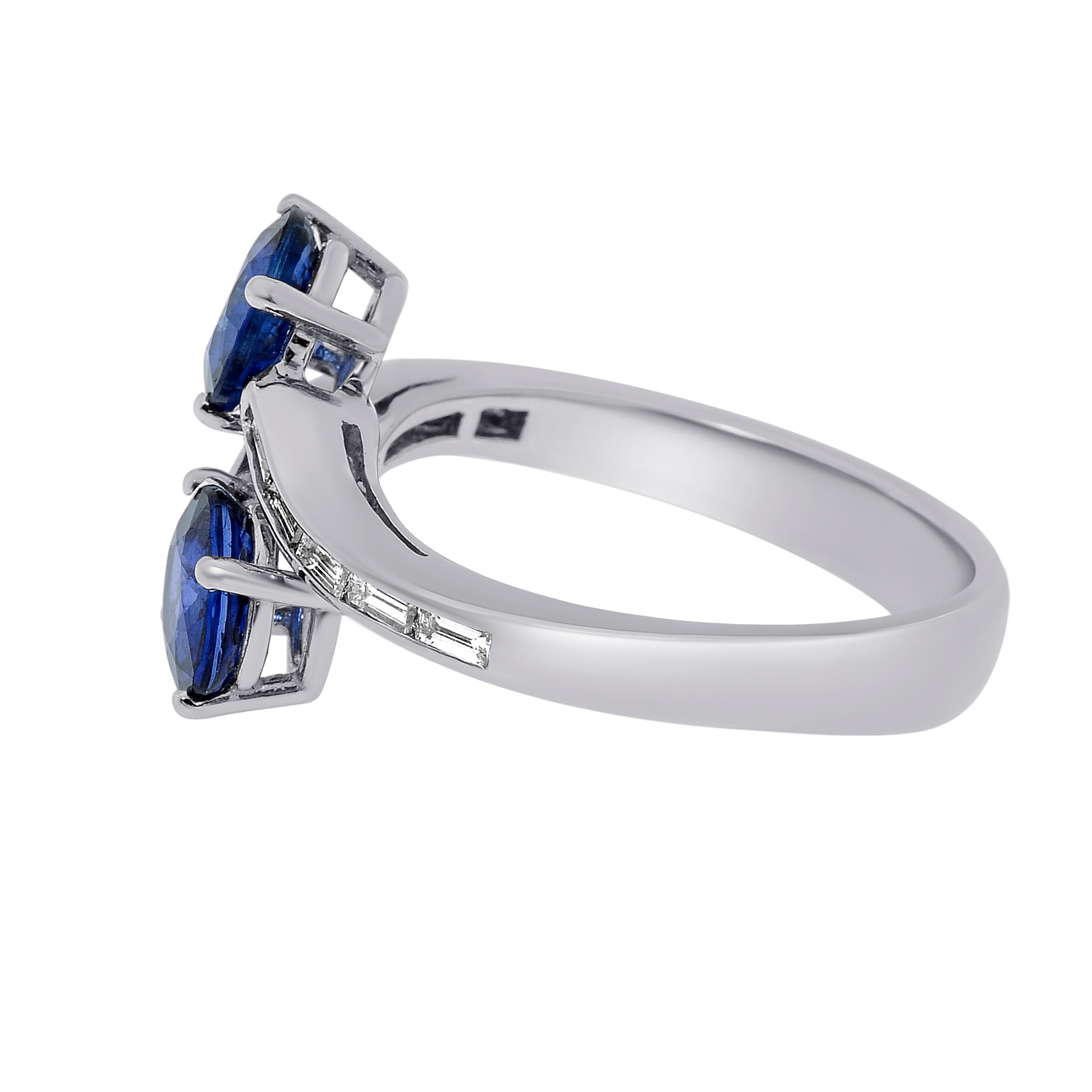 Contemporary Zydo 18K White Gold, Sapphire & Diamond Contrarier Ring sz. 6.5 For Sale