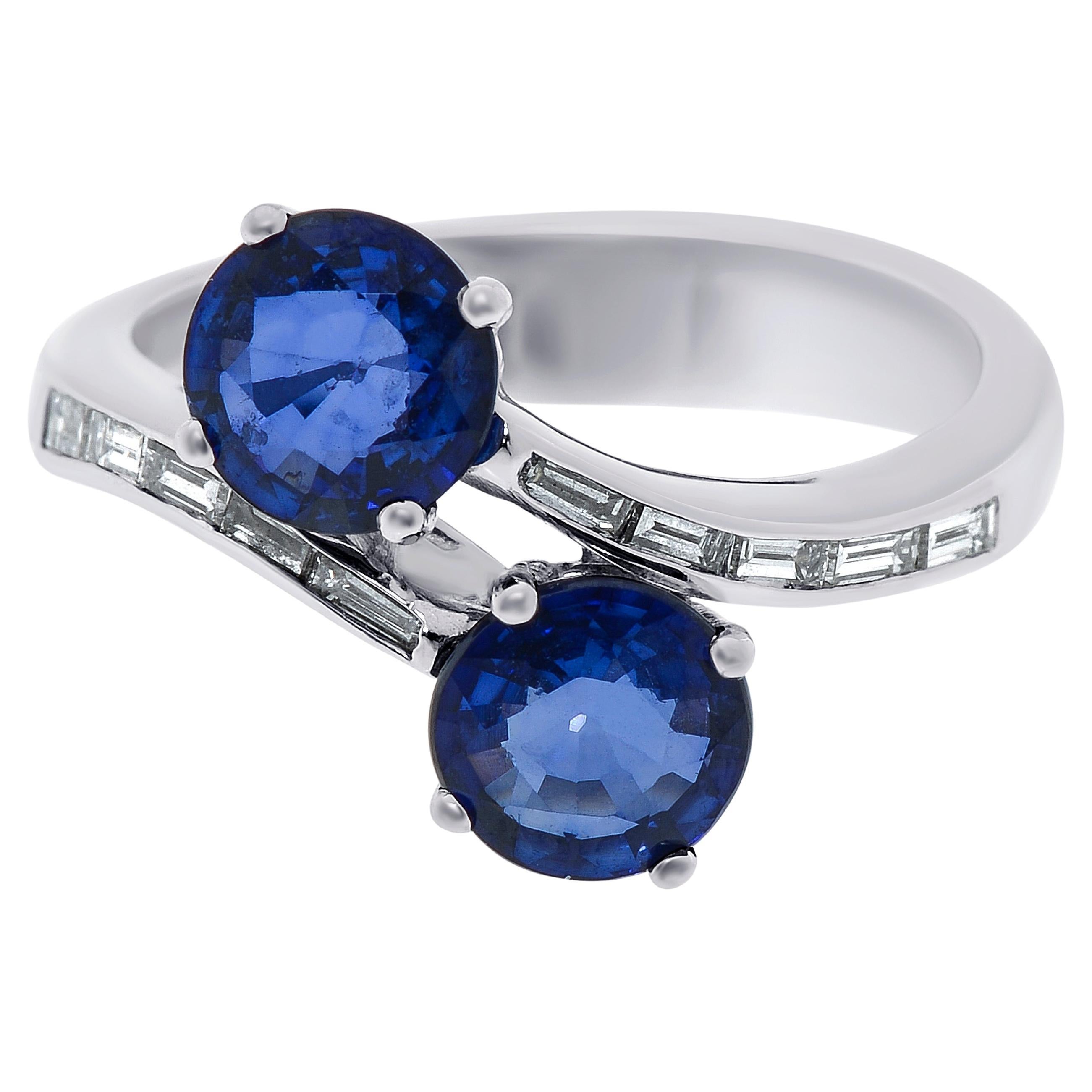 Zydo 18K White Gold, Sapphire & Diamond Contrarier Ring sz. 6.5 For Sale