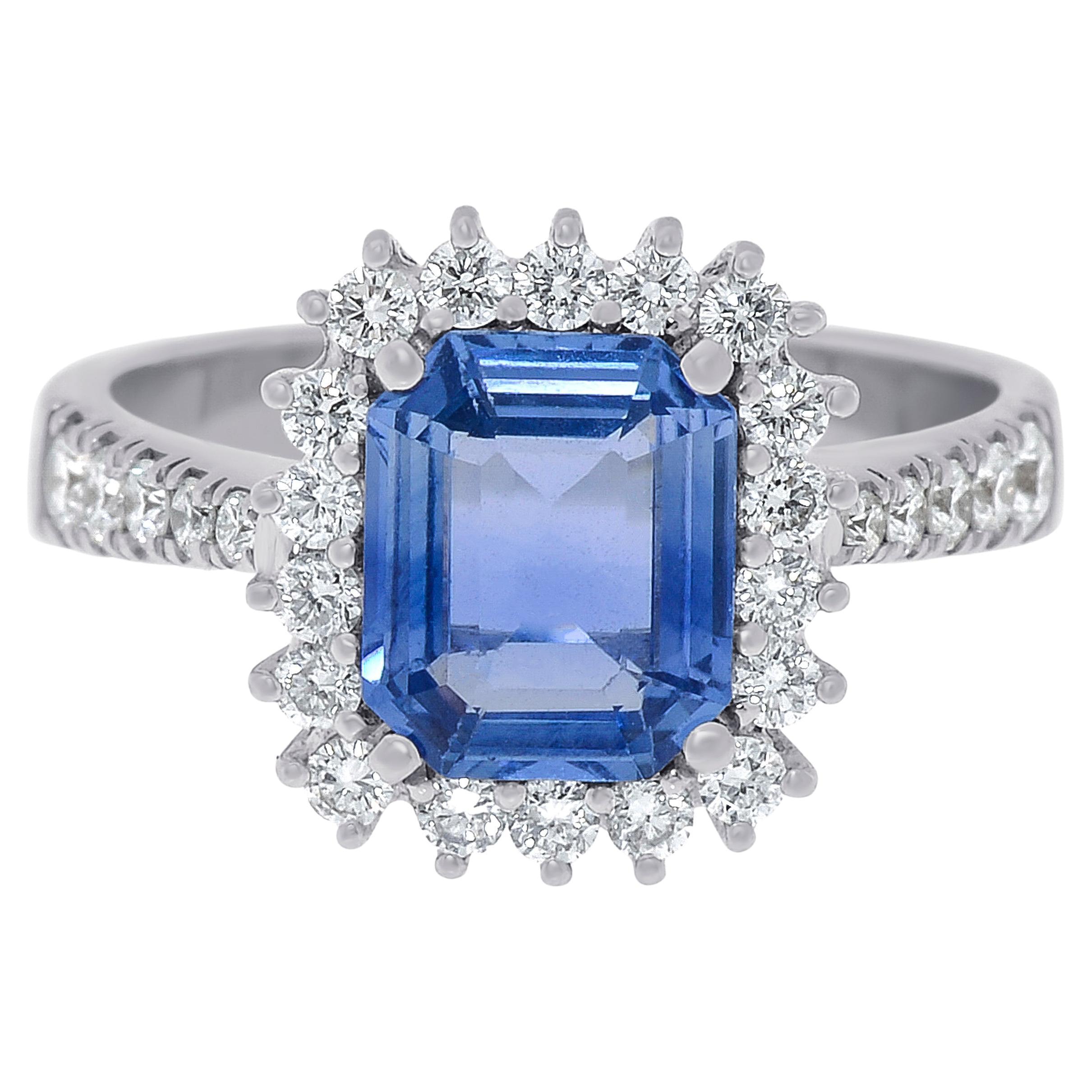 Zydo 18K White Gold Sapphire & Diamonds Cocktail Ring sz. 7 For Sale