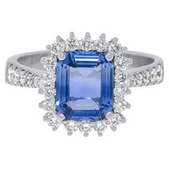 Zydo 18K White Gold Sapphire & Diamonds Cocktail Ring sz. 7