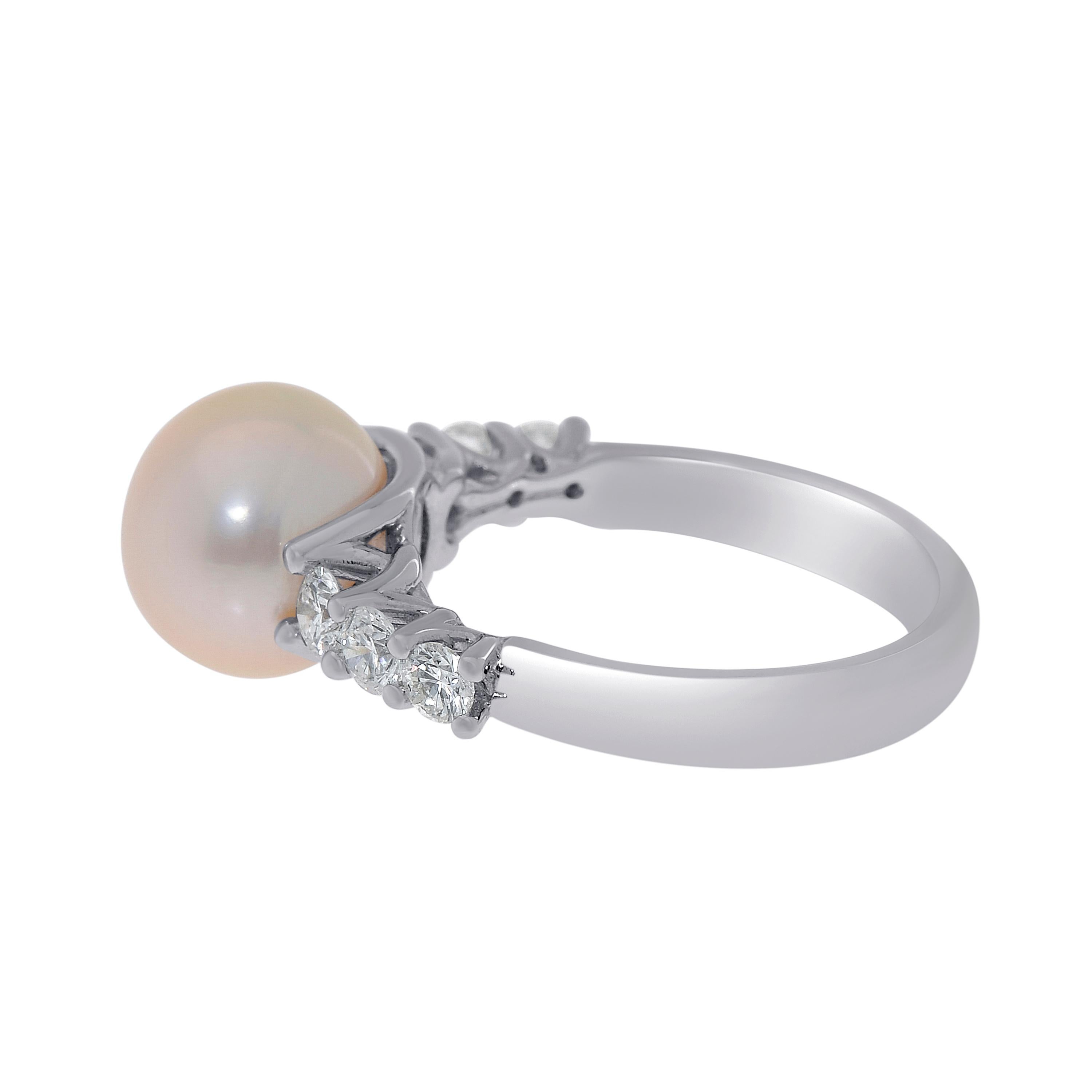 Contemporain Bague Zydo en or blanc 18 carats, diamants blancs et perles, taille 6,5 en vente