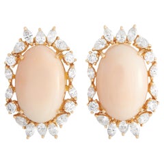 Boucles d'oreilles Zydo en or jaune 18 carats, diamants 2,51 carats et corail