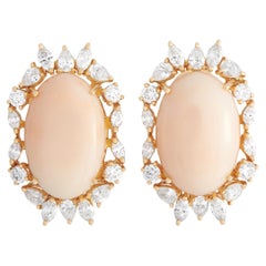 Zydo 18K Yellow Gold 2.51ct Diamond and Coral Earrings