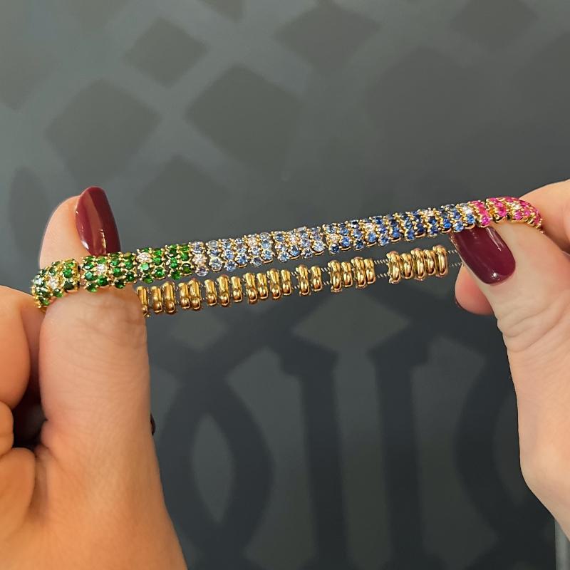 Modern Zydo 18K Yellow Gold Rainbow Domed Stretch Bracelet For Sale