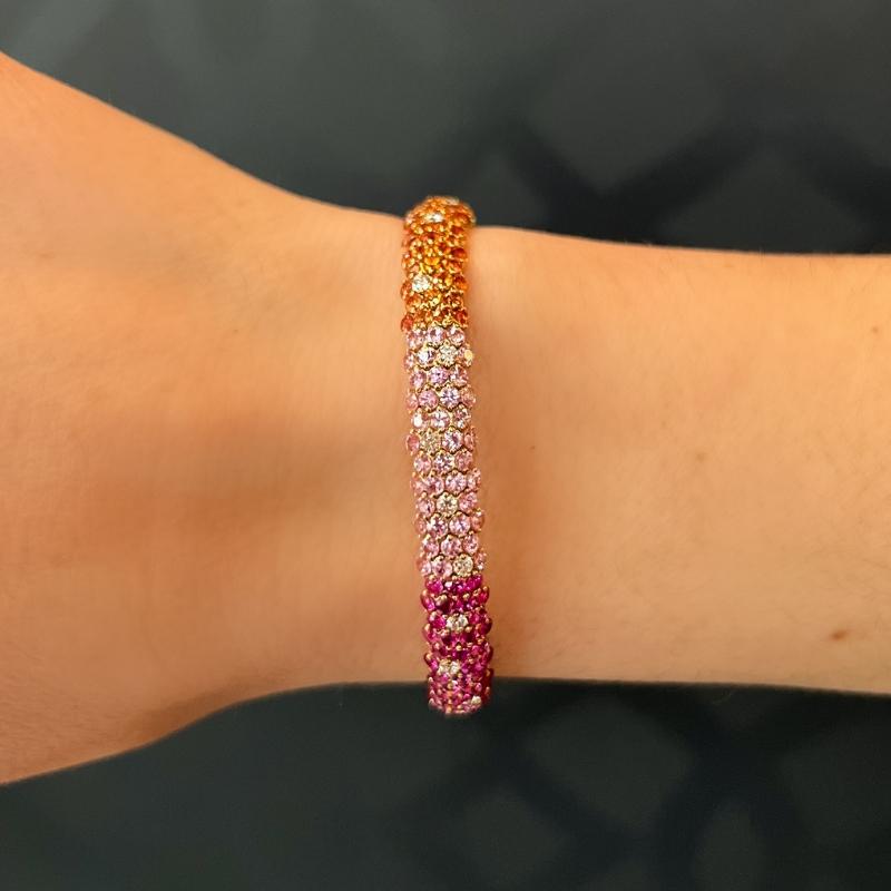 Zydo 18K Yellow Gold Rainbow Domed Stretch Bracelet For Sale 1
