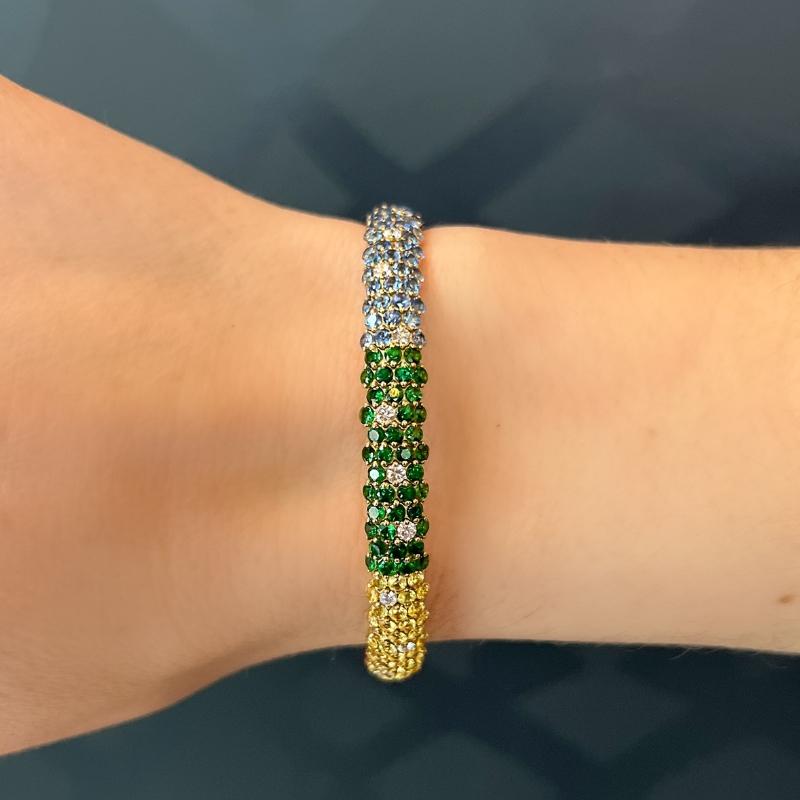 Zydo 18K Yellow Gold Rainbow Domed Stretch Bracelet For Sale 2
