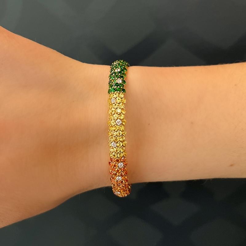 Zydo 18K Yellow Gold Rainbow Domed Stretch Bracelet For Sale 3