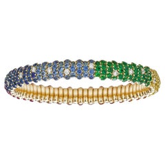ZYDO - Bracciale elastico a cupola arcobaleno in oro giallo 18 carati